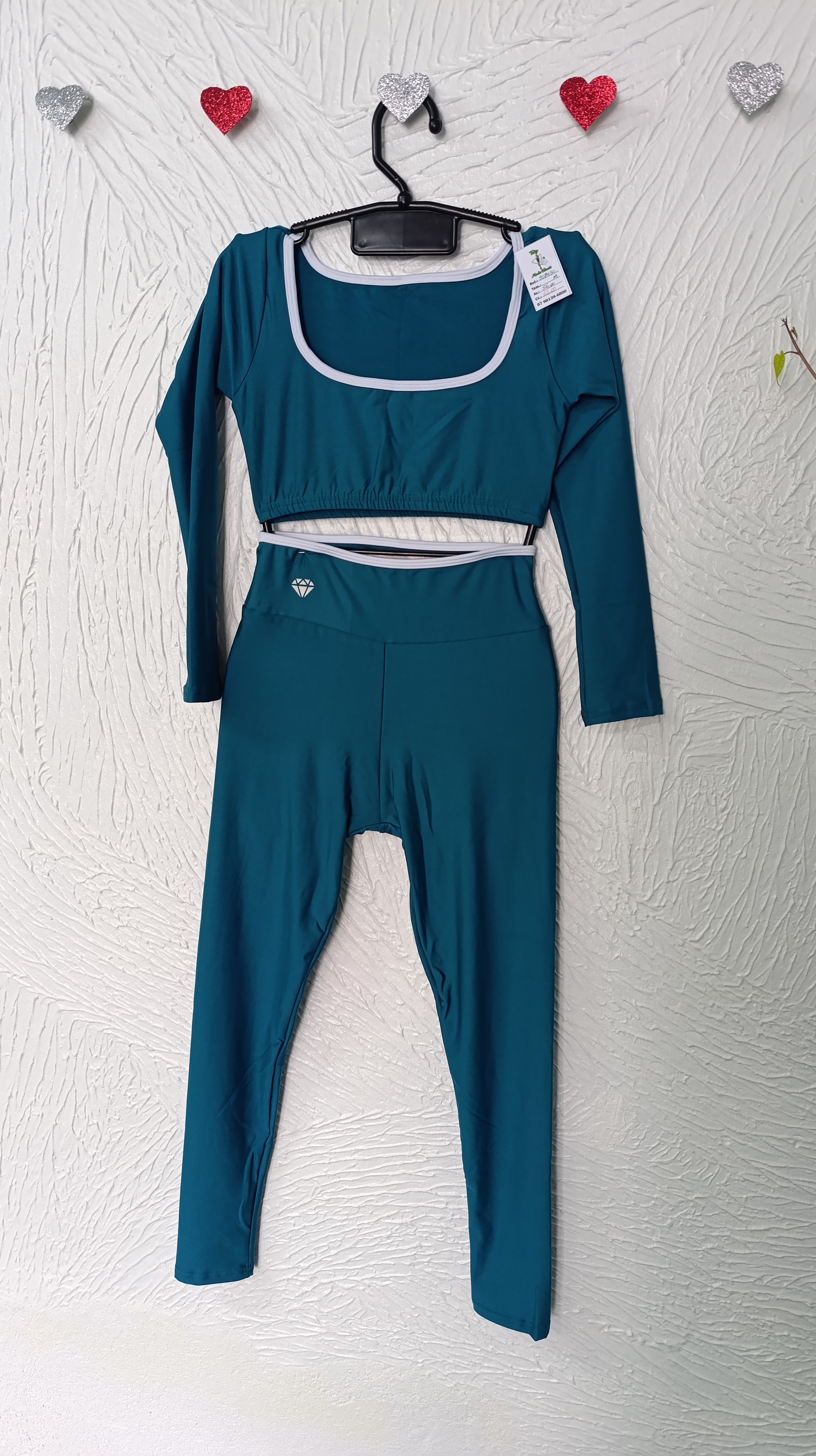 Conjunto de Legging M M e G Agatha. Cor azul petróleo