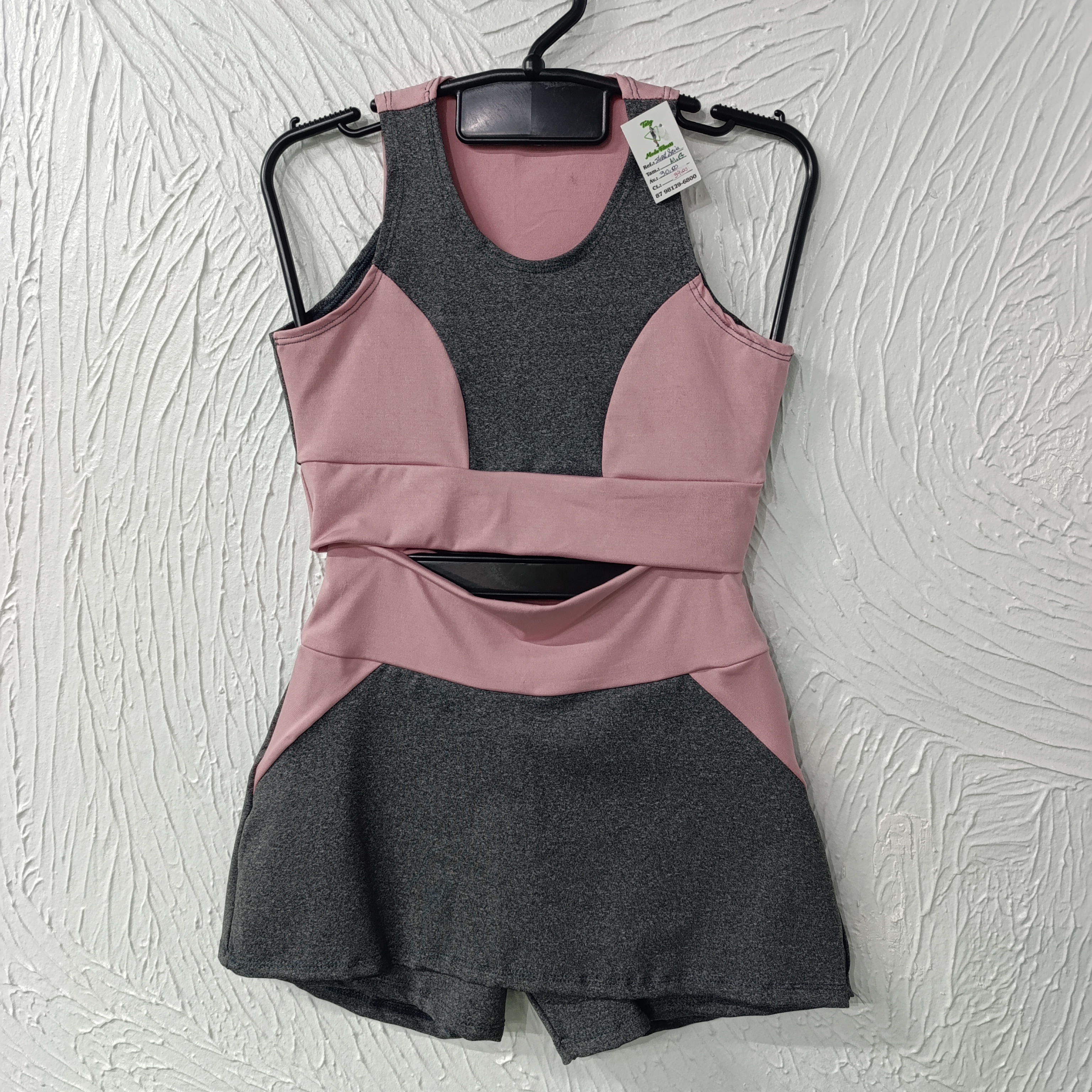 Conjunto de Short M saia cor: Rosê/Cinza