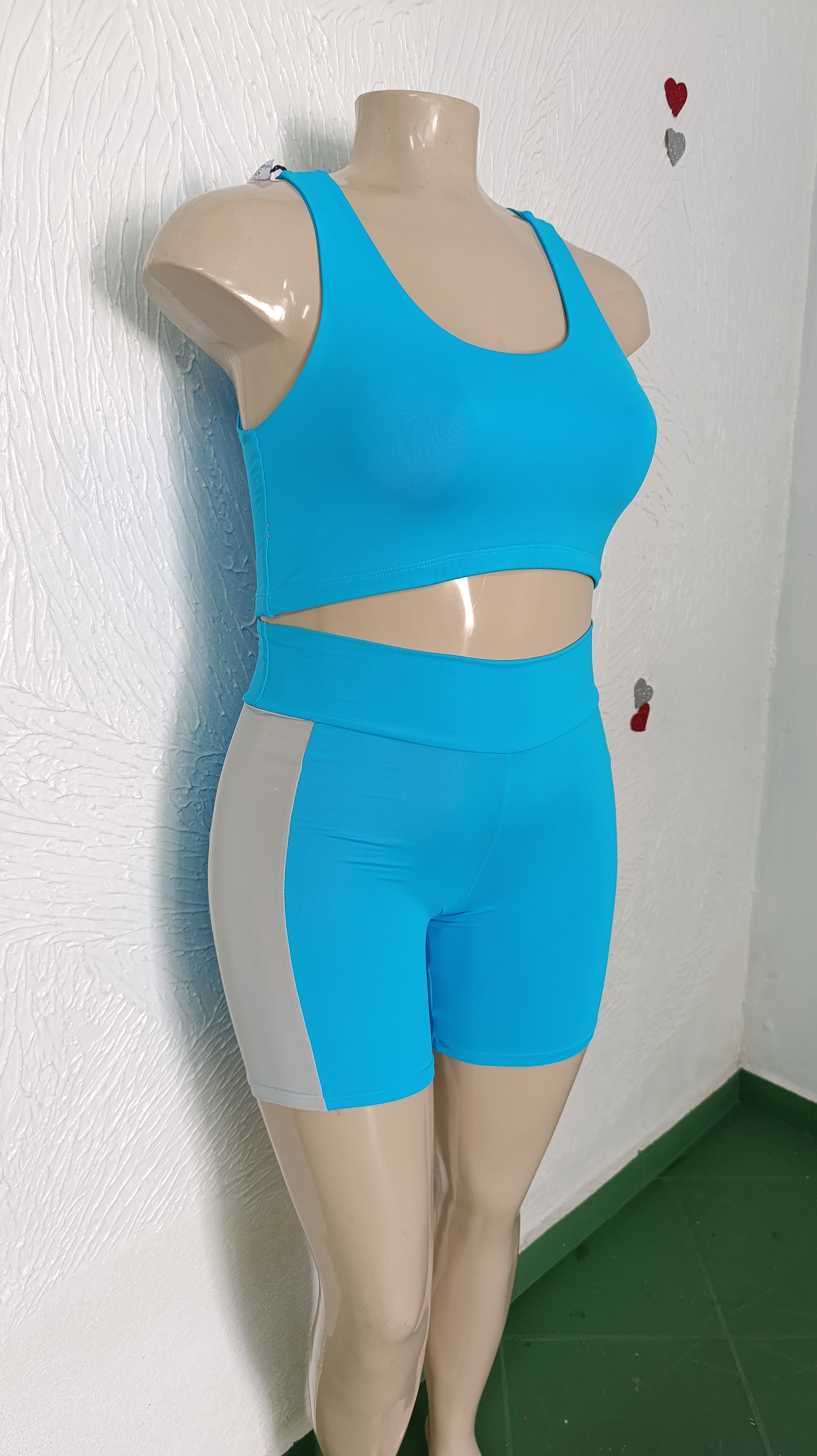 Conjunto de Short G. POLIAMIDA Azul com Cinza
