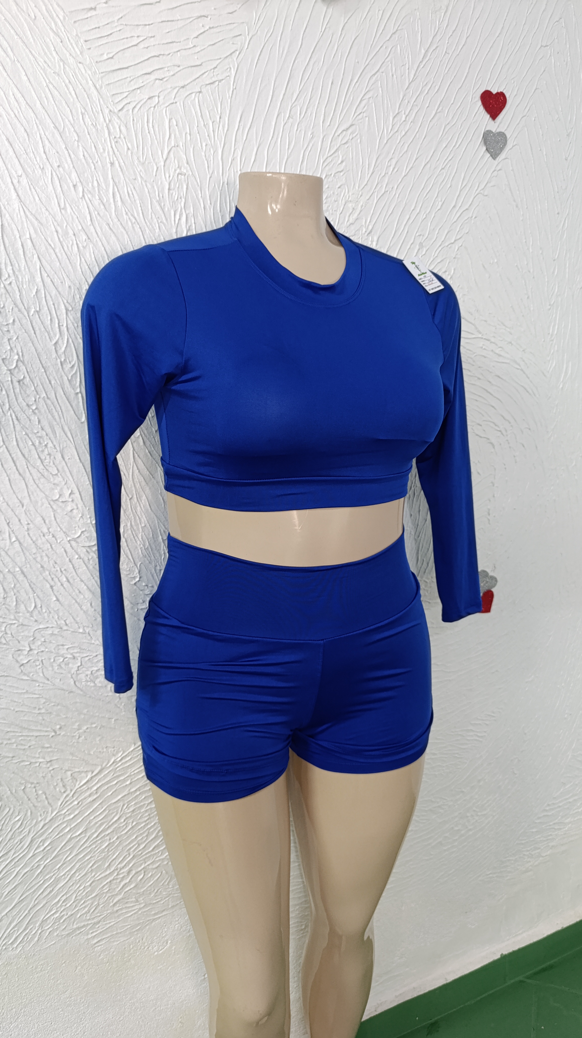 Conjunto de Short G. Duplo. Manga longa. Azul Royal