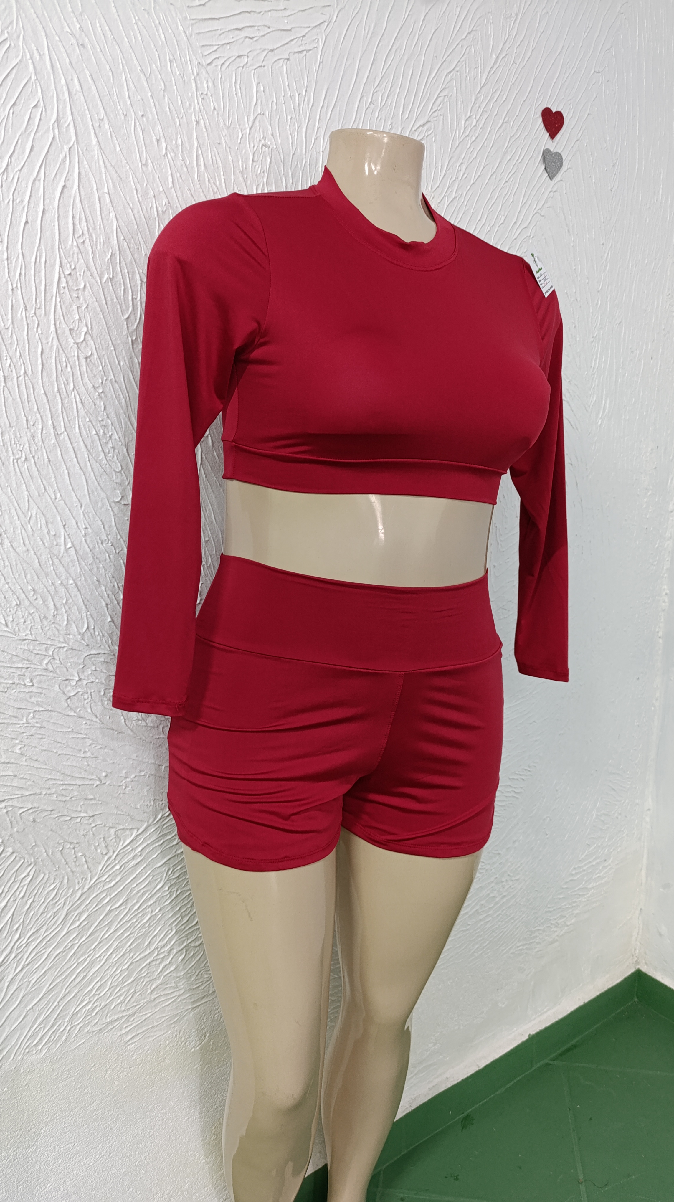 Conjunto de Short G. Duplo. Manga longa. VERMELHO