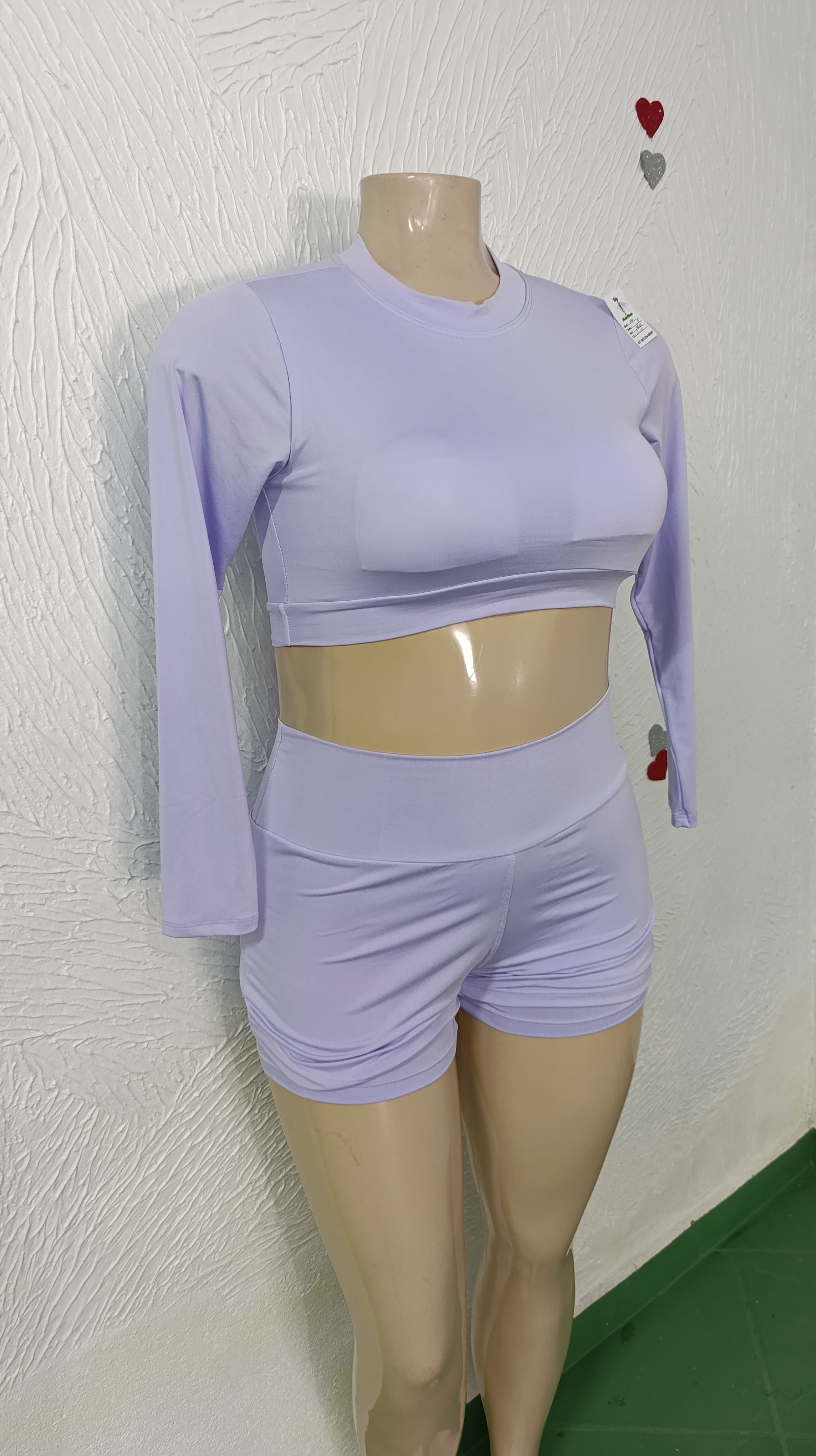Conjunto de Short G. Duplo. Manga longa. Cor: Lilás