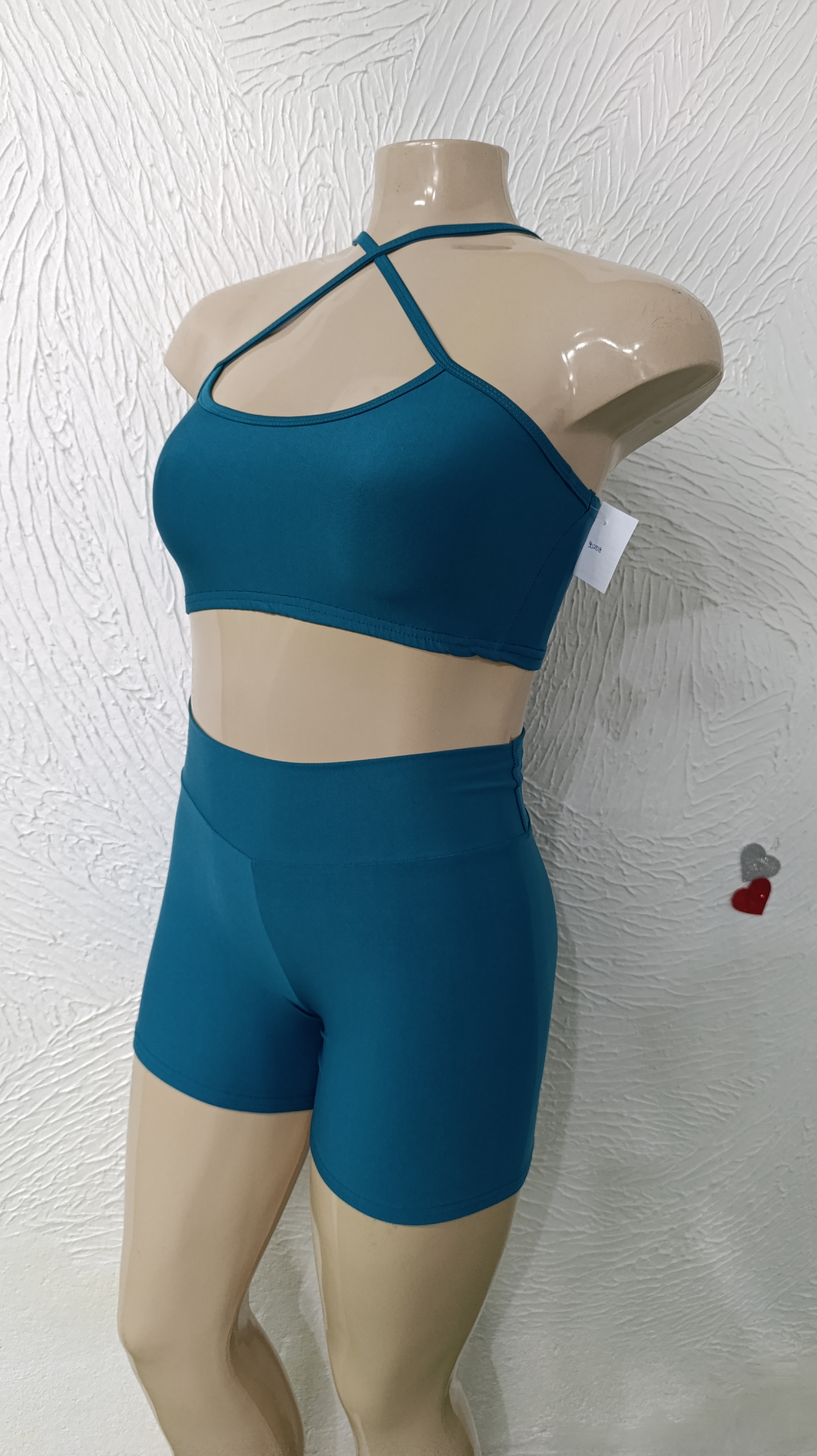 Conjunto de Short G. ALCINHA Fina. Cor: azul Petróleo