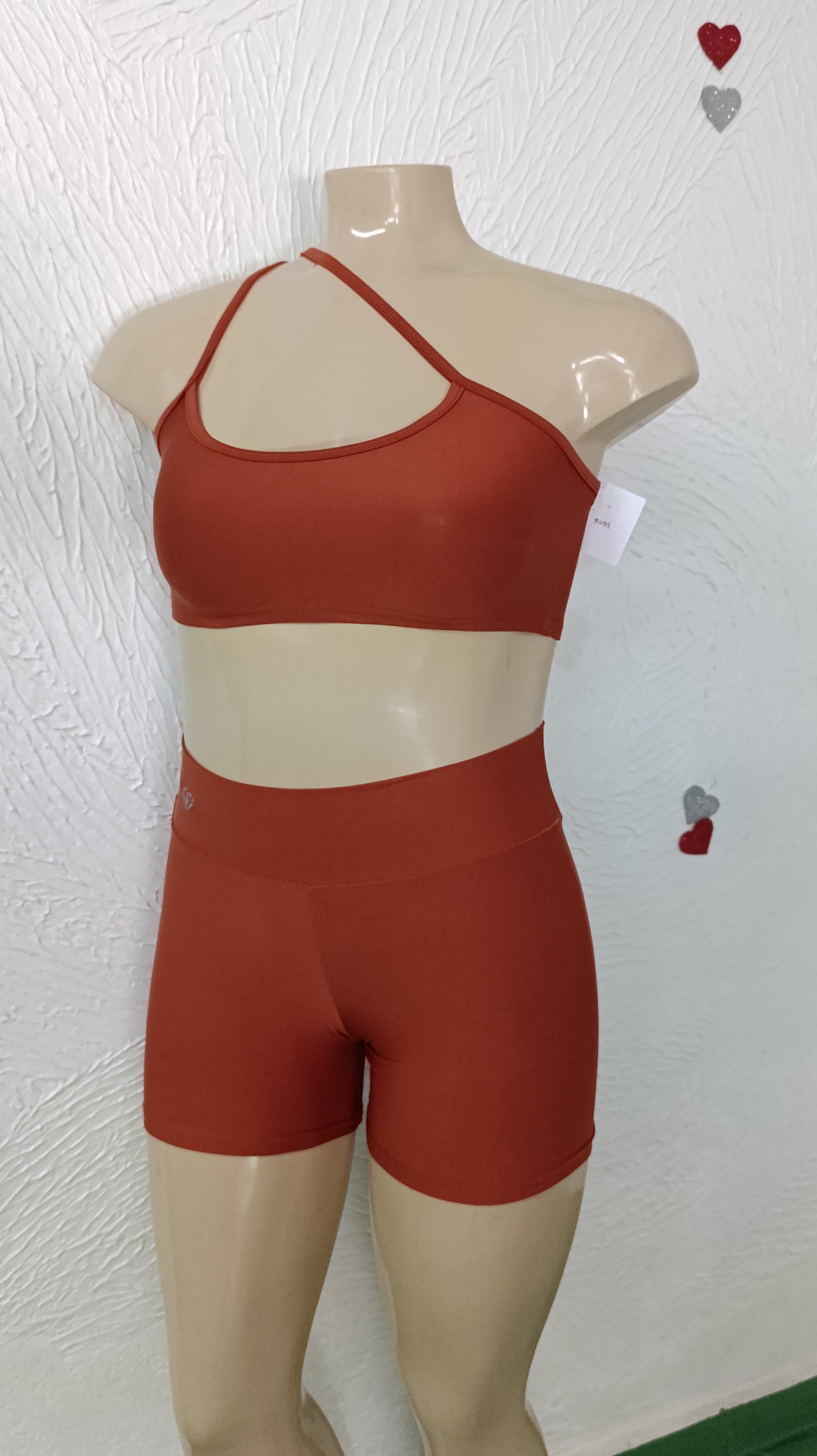 Conjunto de Short G. Alcinha Fina. Cor: TELHA