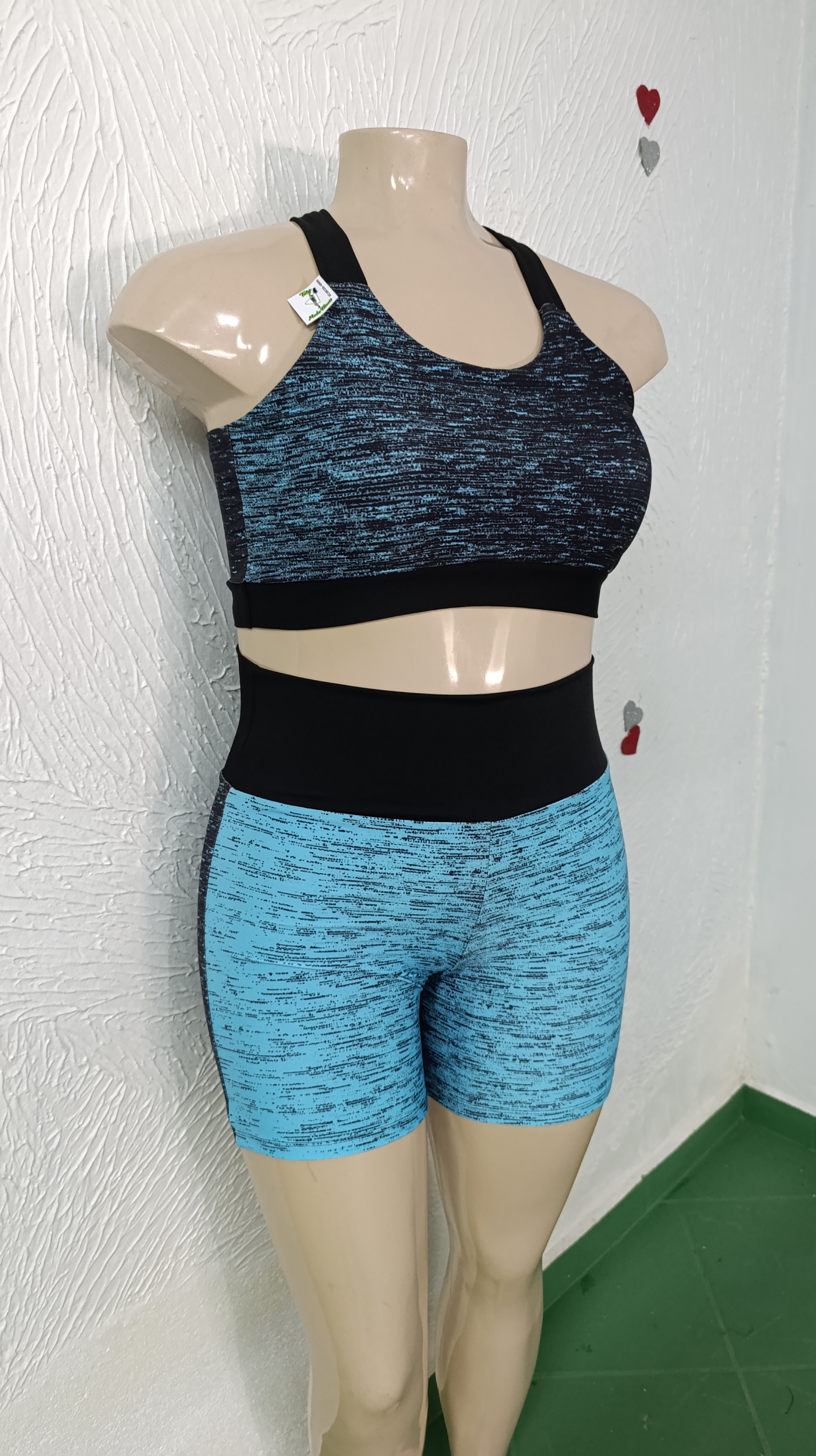 Conjunto de Short G2 Empina bumbum MESCLADO Azul com Preto
