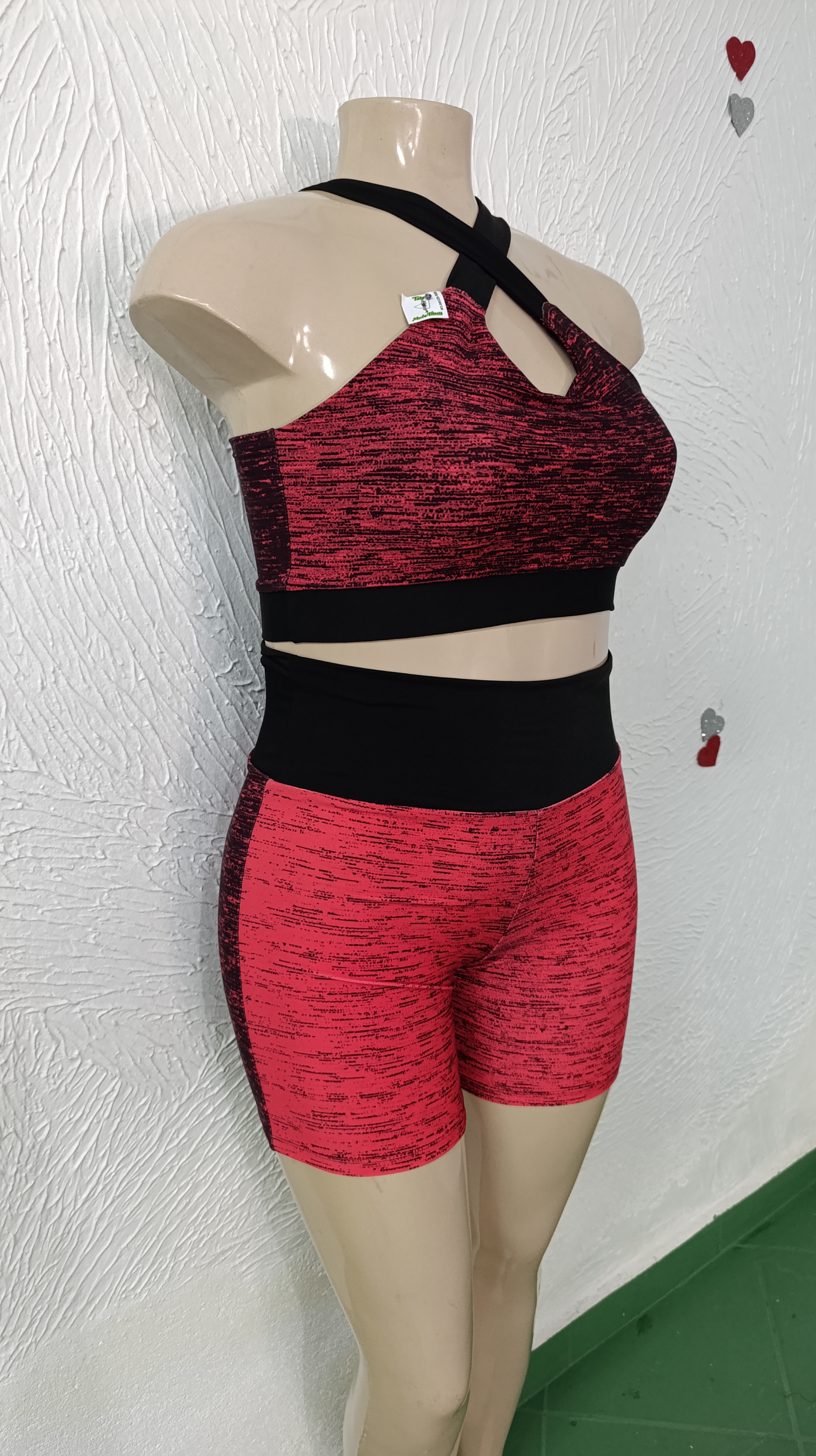 Conjunto de Short GG MESCLADO Vermelho com preto
