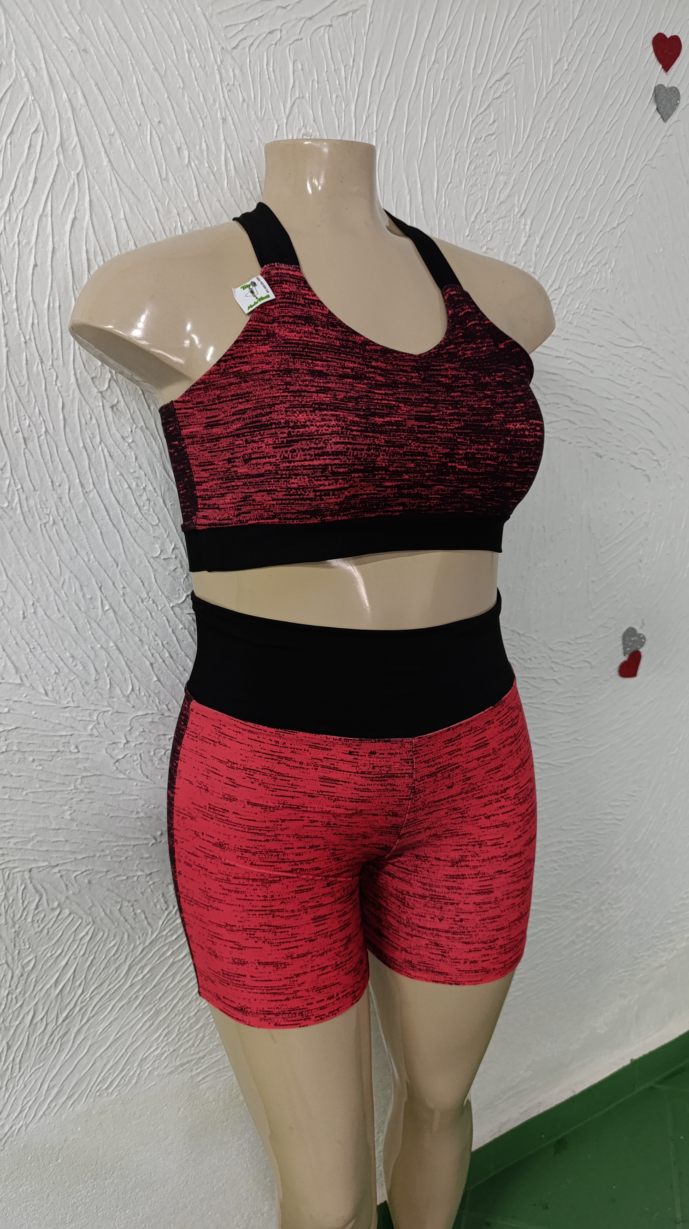 Conjunto de Short G2 MESCLADO Vermelho com preto