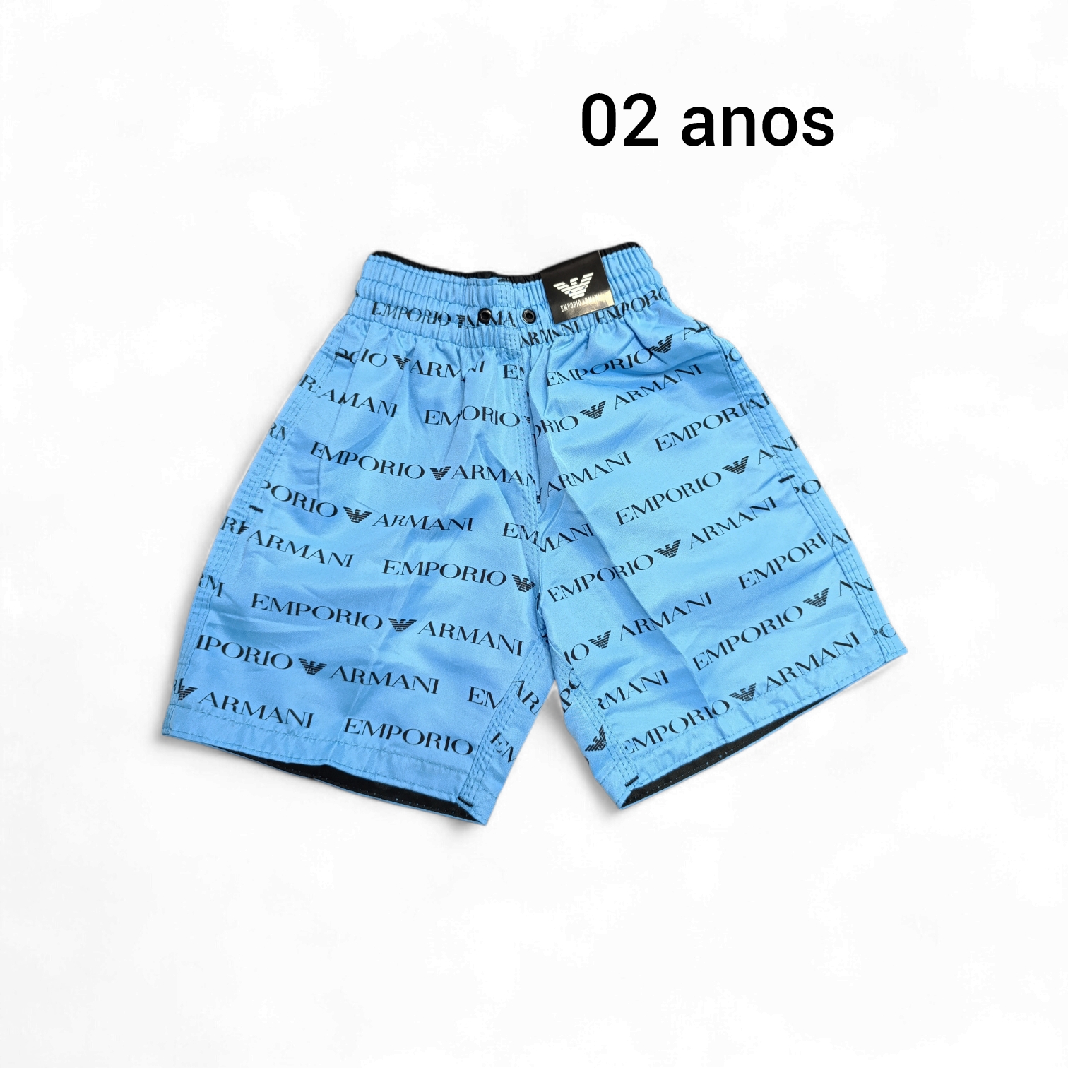 Infantil Bermuda 02 anos. Em Tactel. Cor Azul Claro. EMPORIO