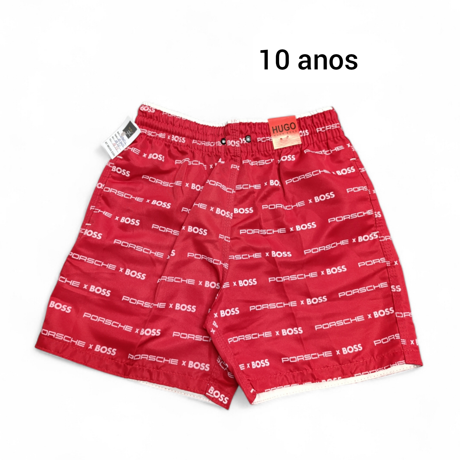 Infantil Bermuda 10 anos Tactel. Cor Vermelha. BOSS