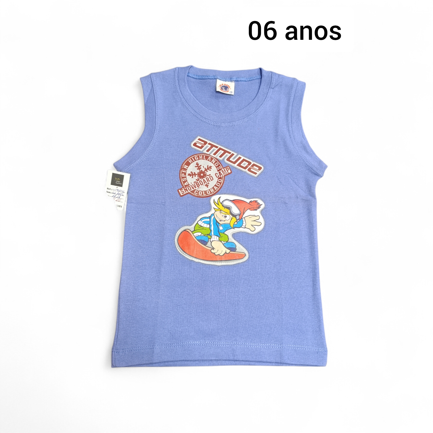 Infantil camiseta 06 anos. Cor azul. Atitude