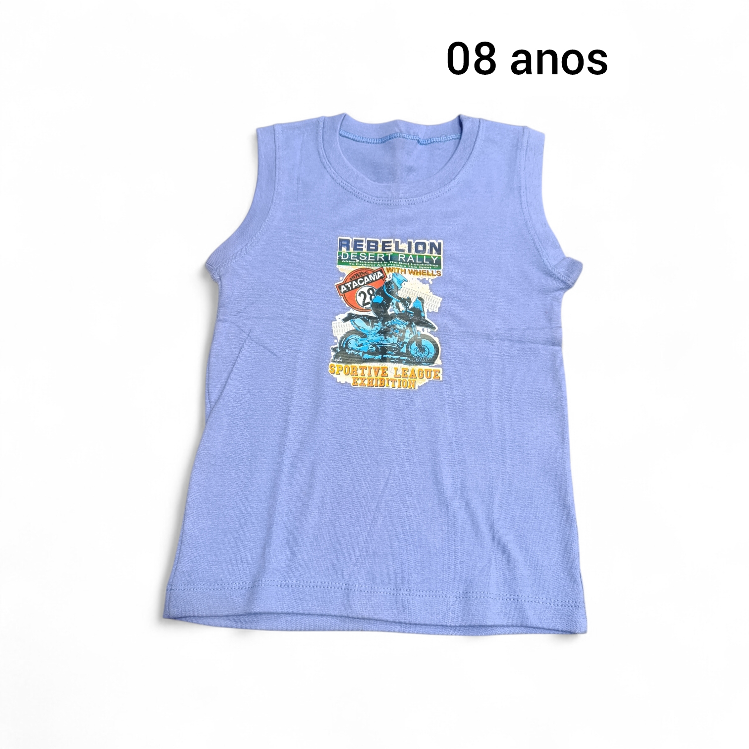 Infantil camiseta 08 anos. Cor azul. REBELION