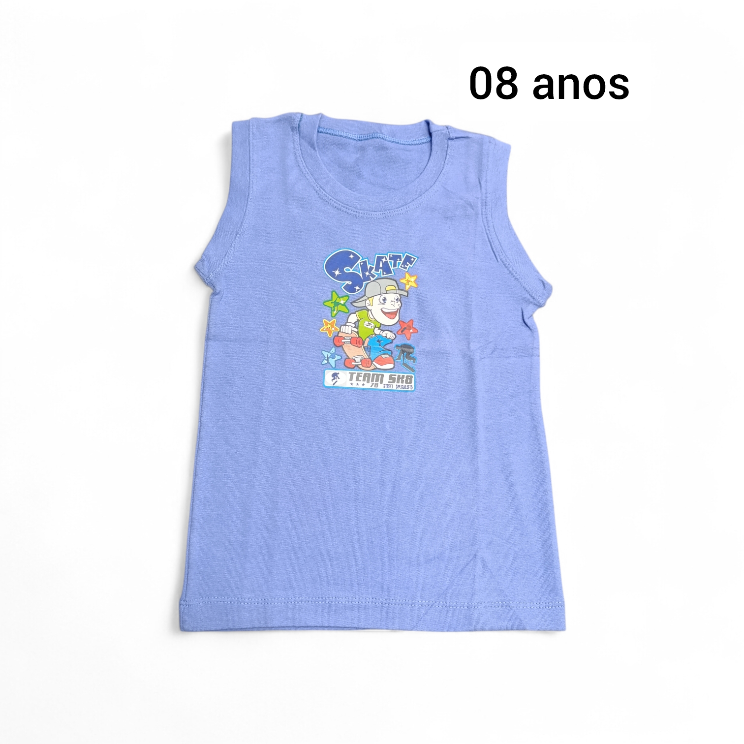 Infantil camiseta 08 anos. Cor azul. SKATE