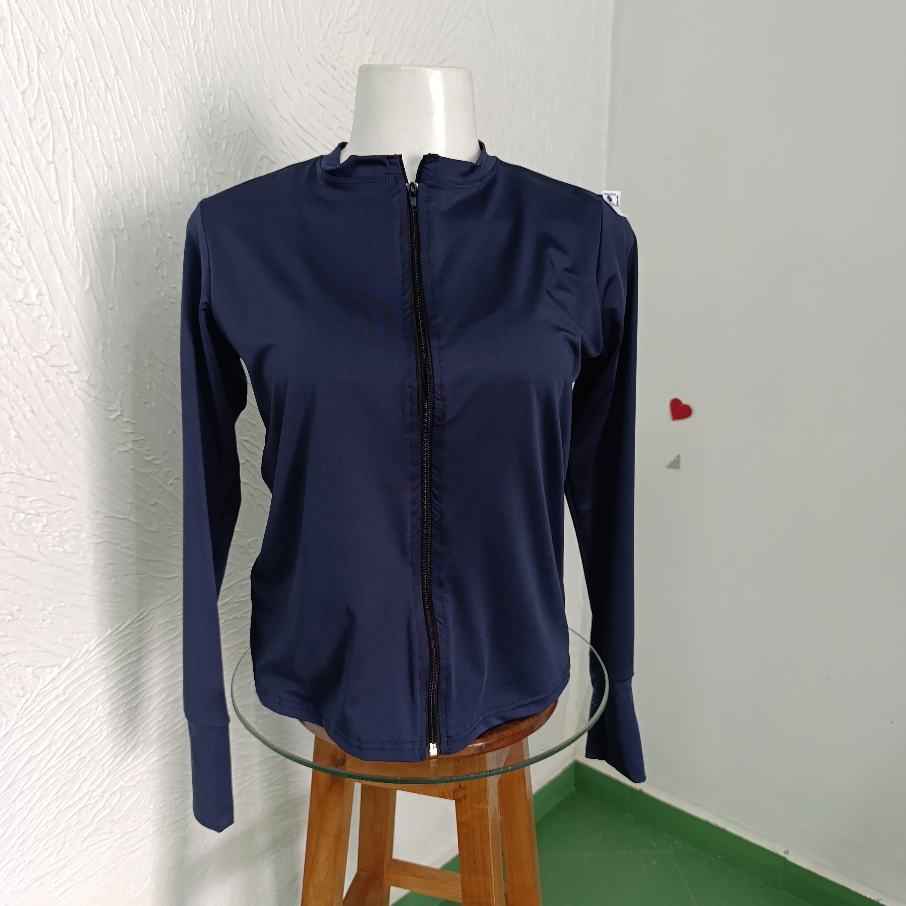 Casaquinho GG UV com zíper e dedal. Cor MARINHO