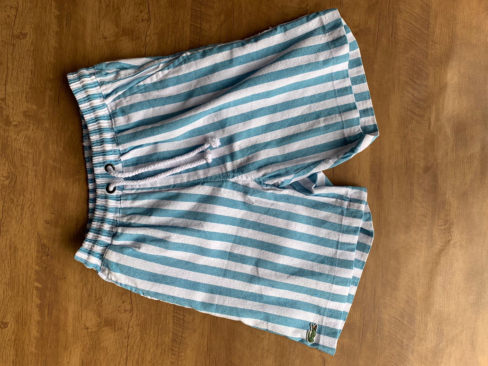 Bermuda Linho Branco/Azul