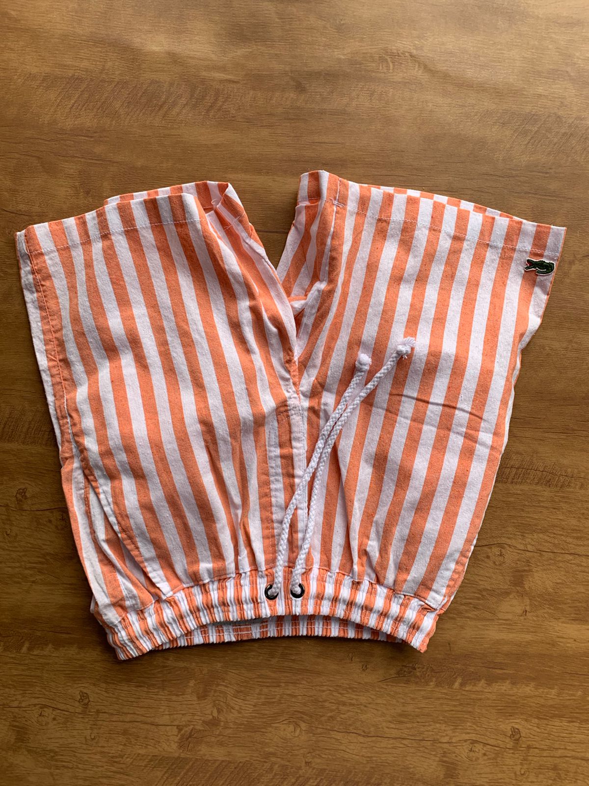 Bermuda Linho Laranja/Branco