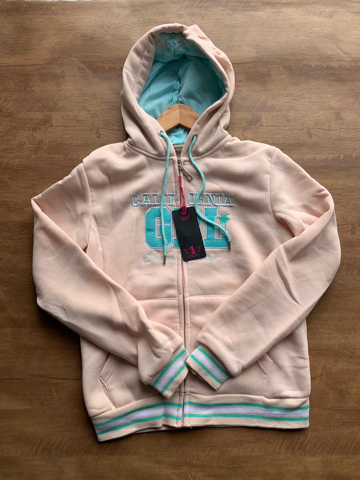 Casaco com capuz Rose/Azul/Verde