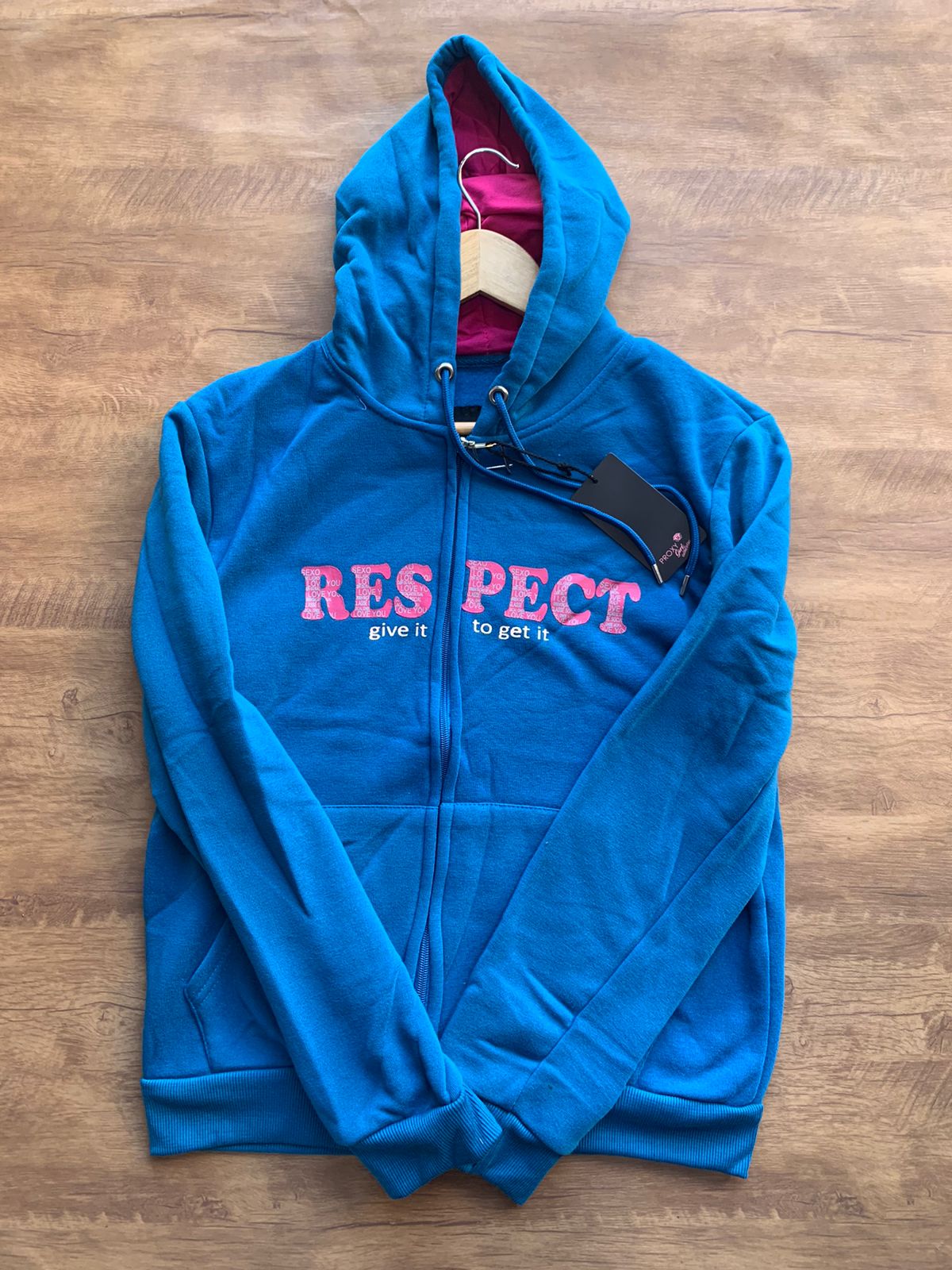 Casaco com capuz Feminino Azul/Rosa