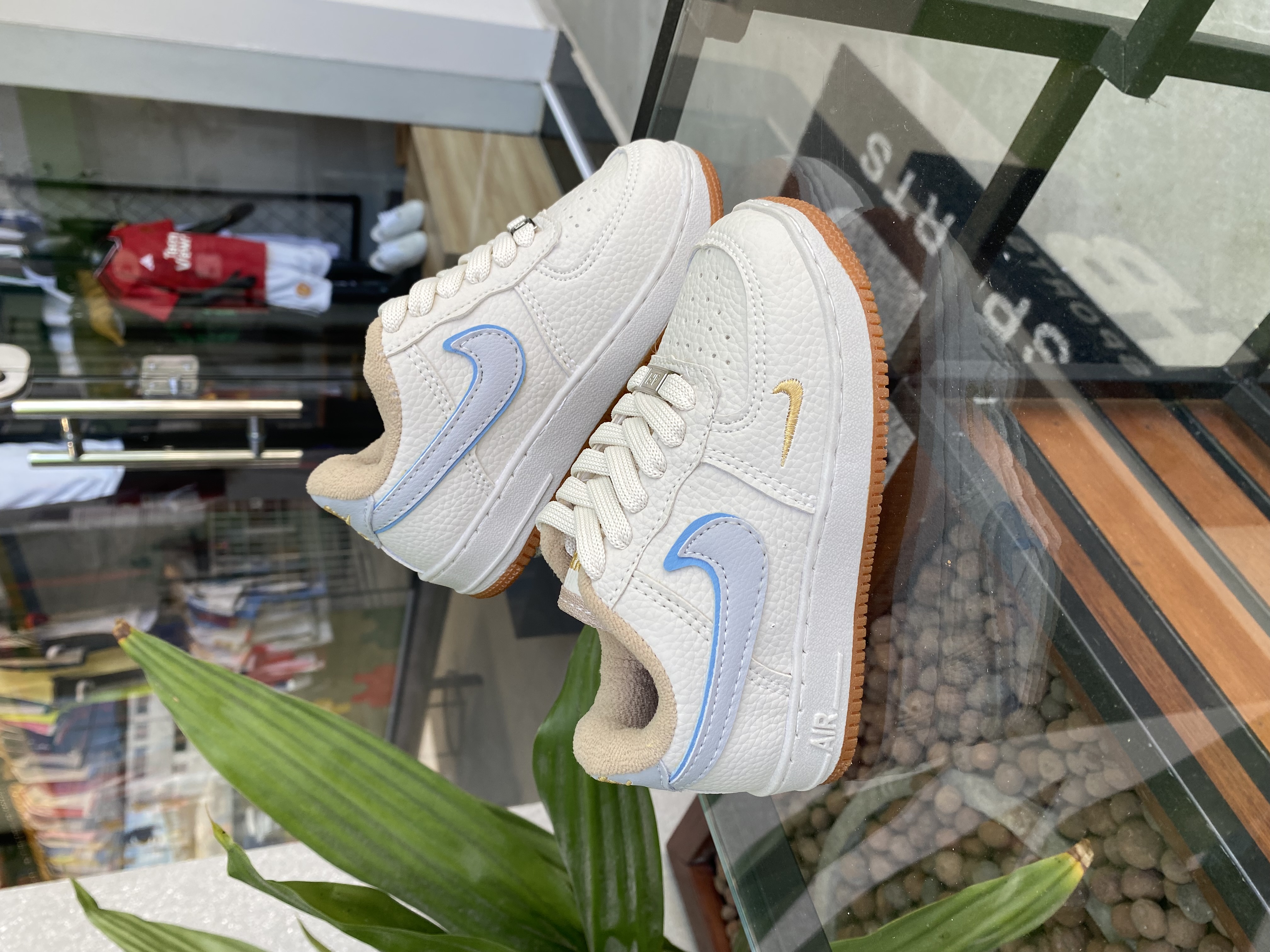 Tênis Air Force Infantil Bege Cinza