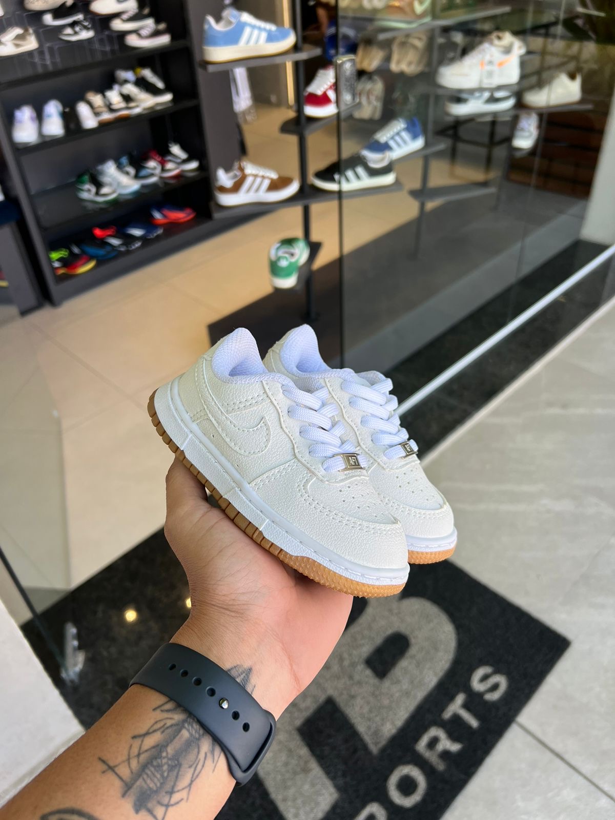 Tênis Dunk Infantil Branco/Caramelo