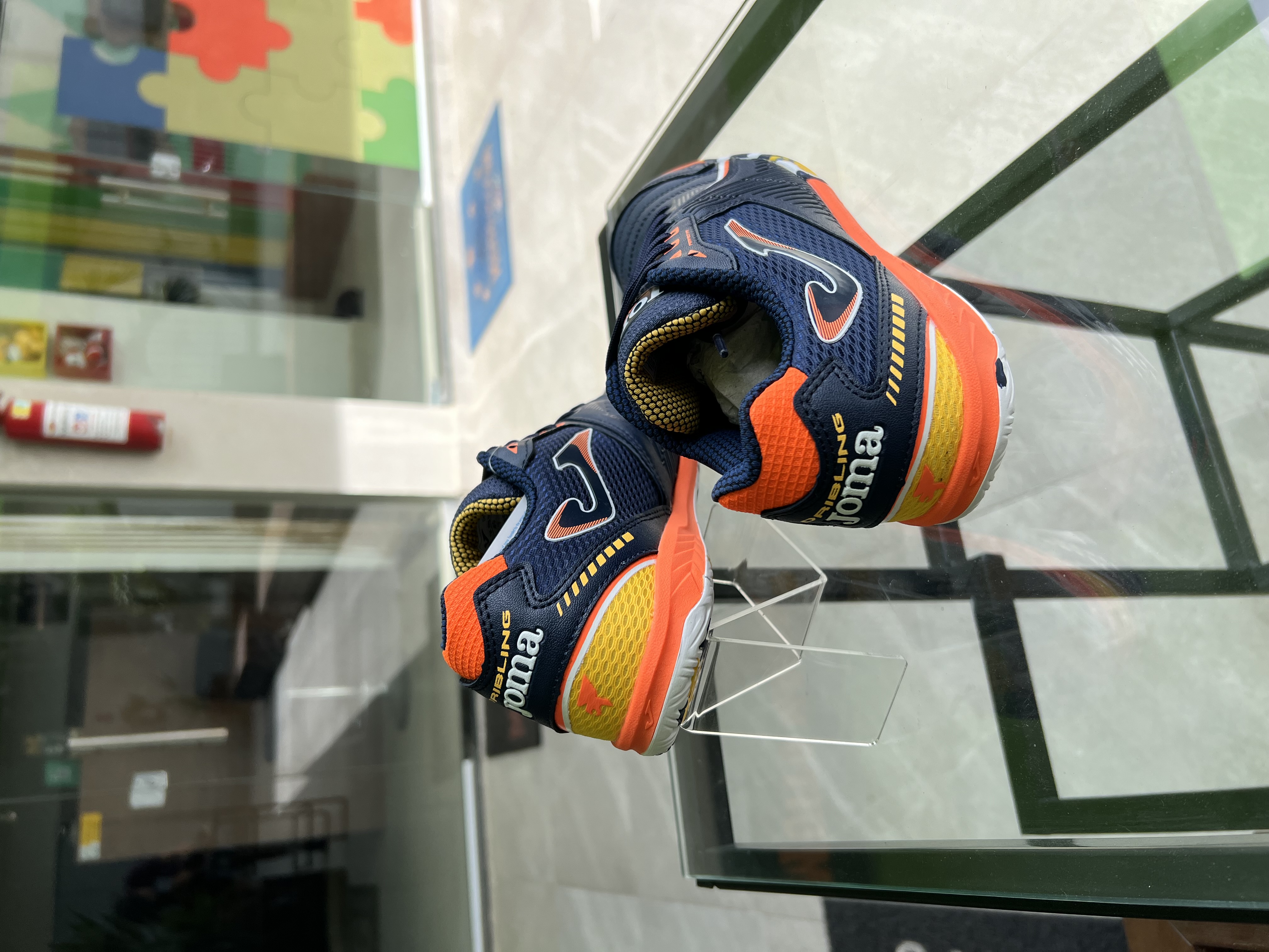 Chuteira Futsal Dribling Azul/Laranja