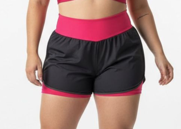 Short G. Duplo. Alta gramatura. Cores: preto e preto com azul