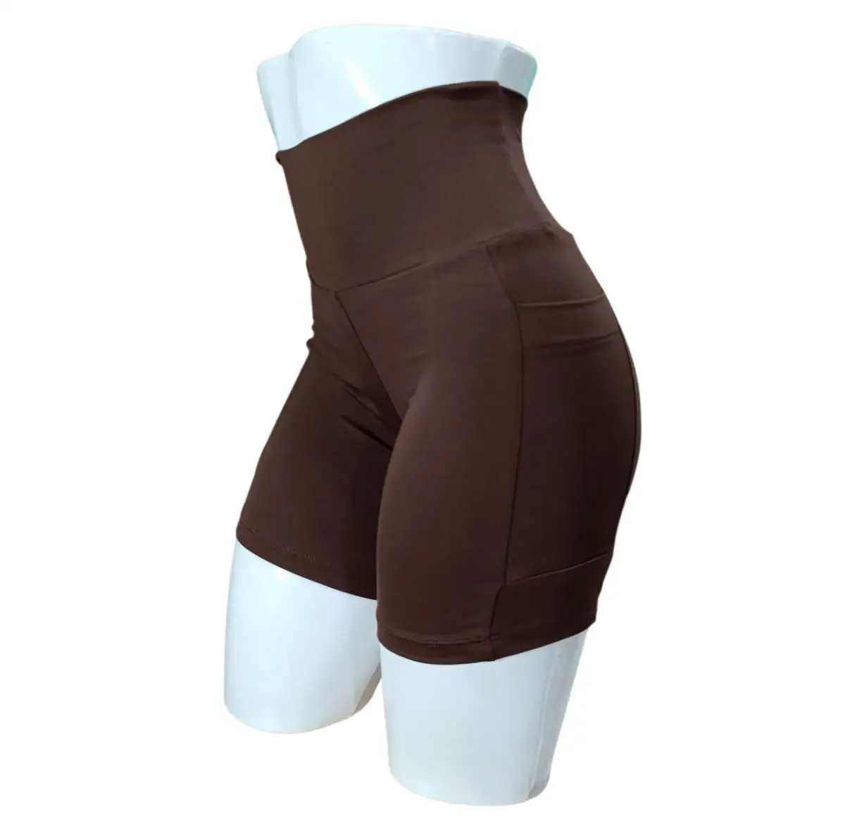 Short G. Poliamida. Com BOLSOS. Cor: MARROM