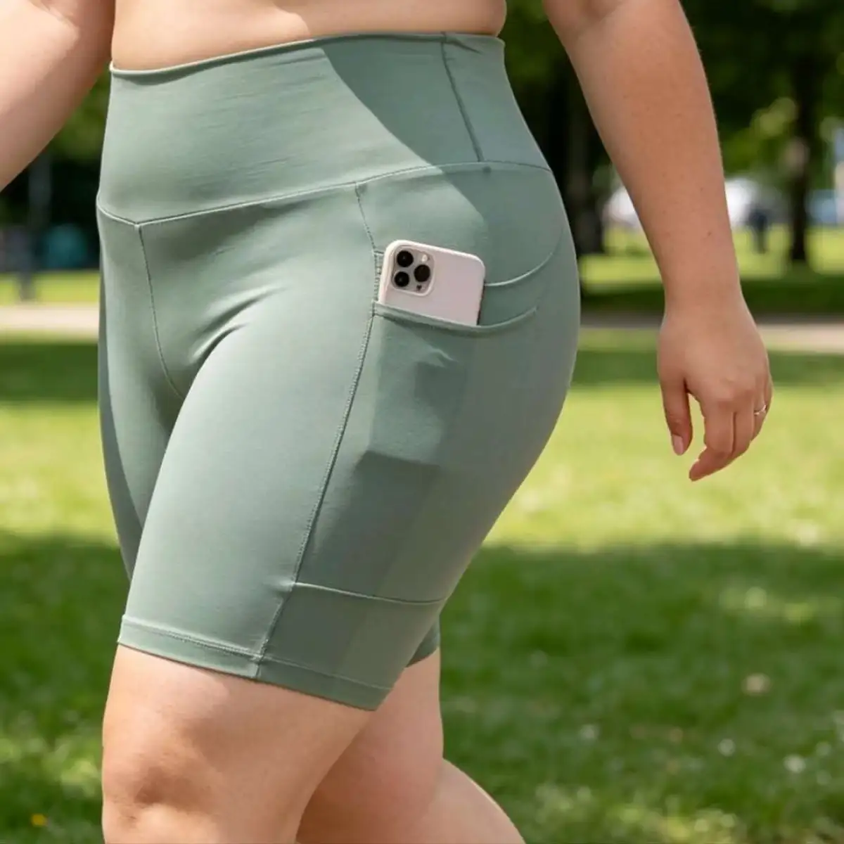 Short GG G2 Poliamida com bolsos. Cor: verde menta