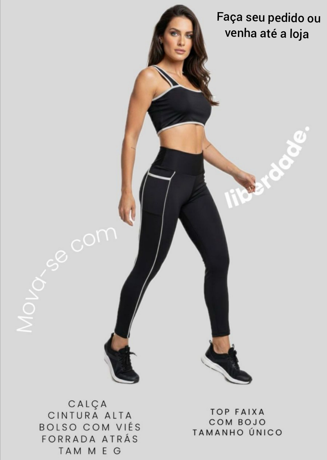 Conjunto de Legging G. Top faixa. Cores. Azul. Preto. Marinho.