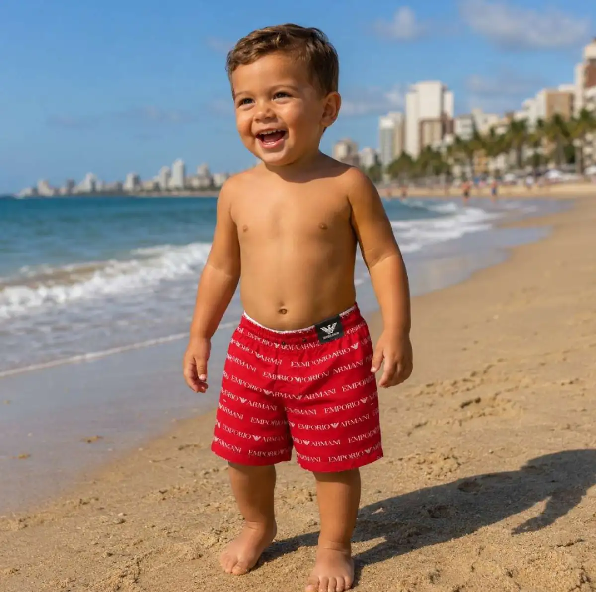 Infantil Bermuda 02 anos. Em Tactel. Cor VERMELHA. EMPORIO