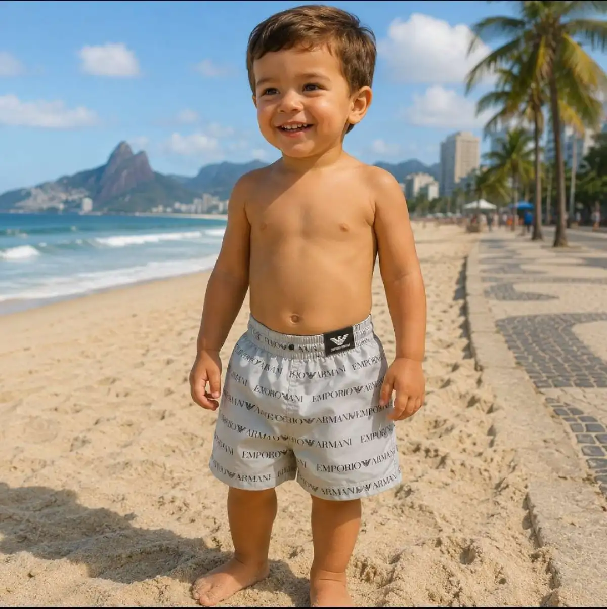 Infantil Bermuda 02 anos. Em Tactel. Cor CINZA. EMPORIO