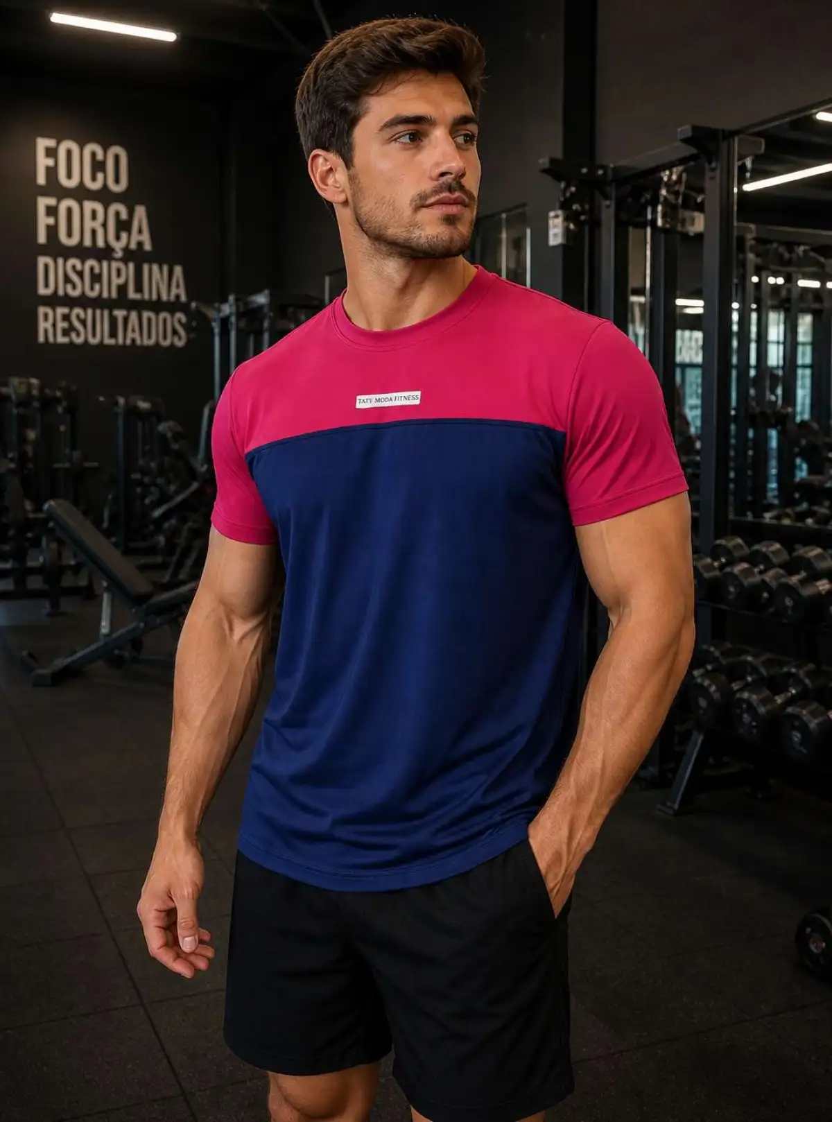 Camisa GG POLIAMIDA duas cores MARINHO com detalhes vermelho no ombro