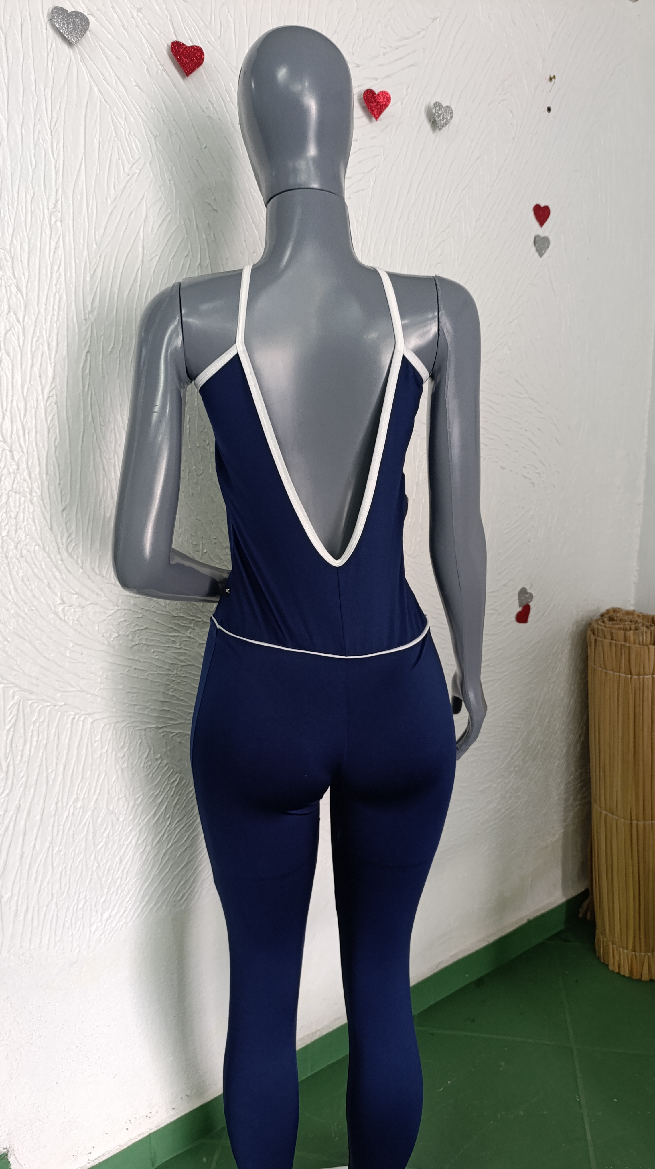 Macacão G. Cor MARINHO. viés branco