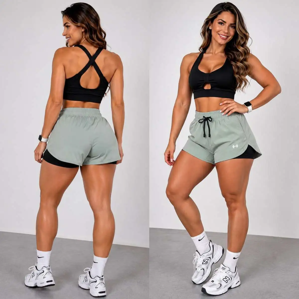 Conjunto de short M. Duplo. Cor PRETA