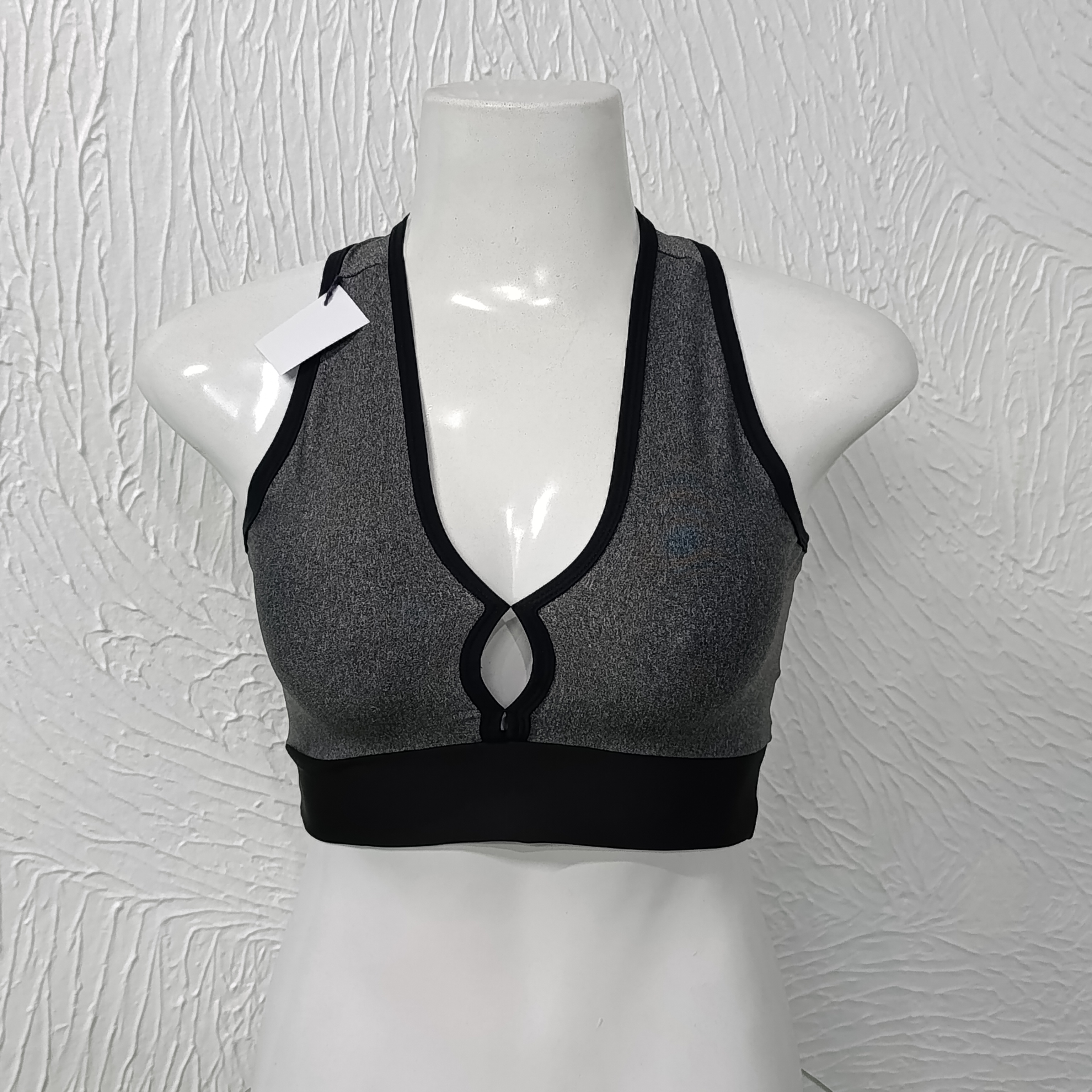 Top G sem bojo. Cinza com preto
