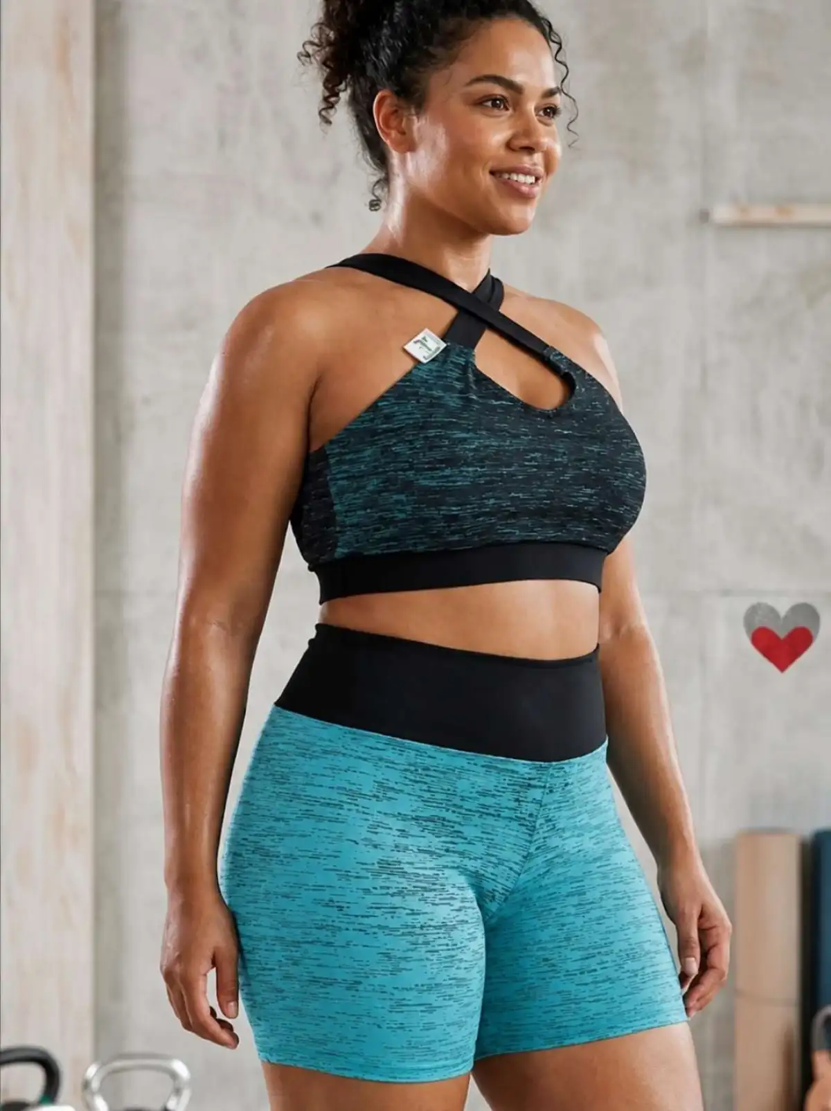 Conjunto de Short GG Empina bumbum. MESCLADO Azul com preto