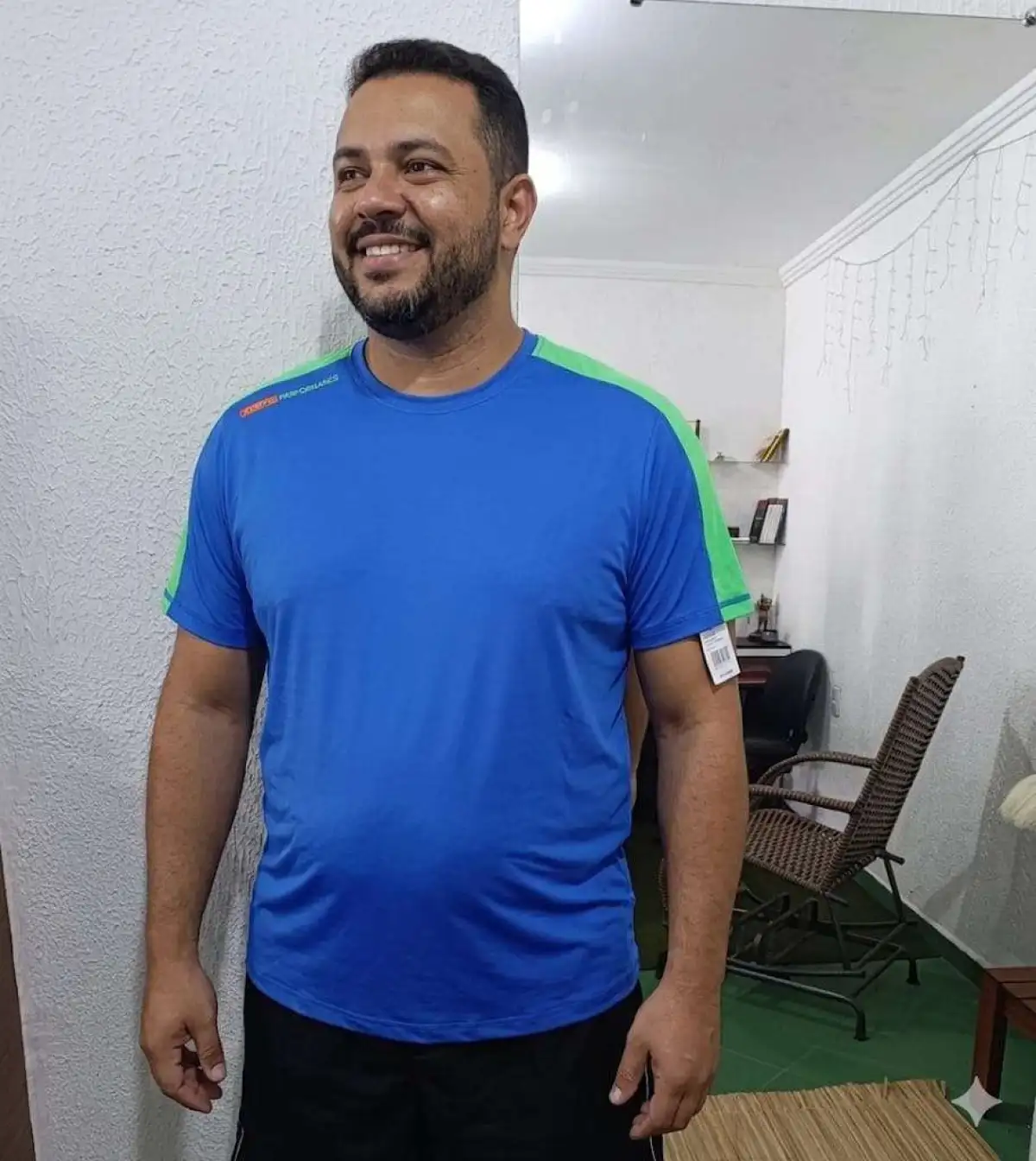 Camisa G3 Poliamida Azul Royal com ombros verde