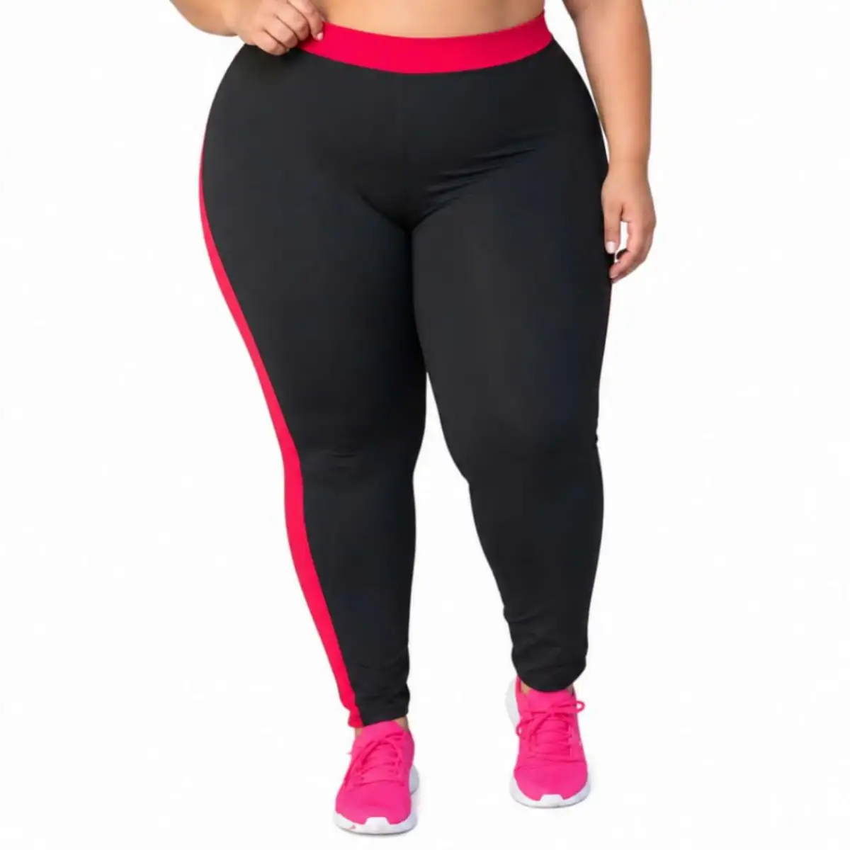 Legging G3. Cor: Preta. Cós duplo. E detalhes Vermelho