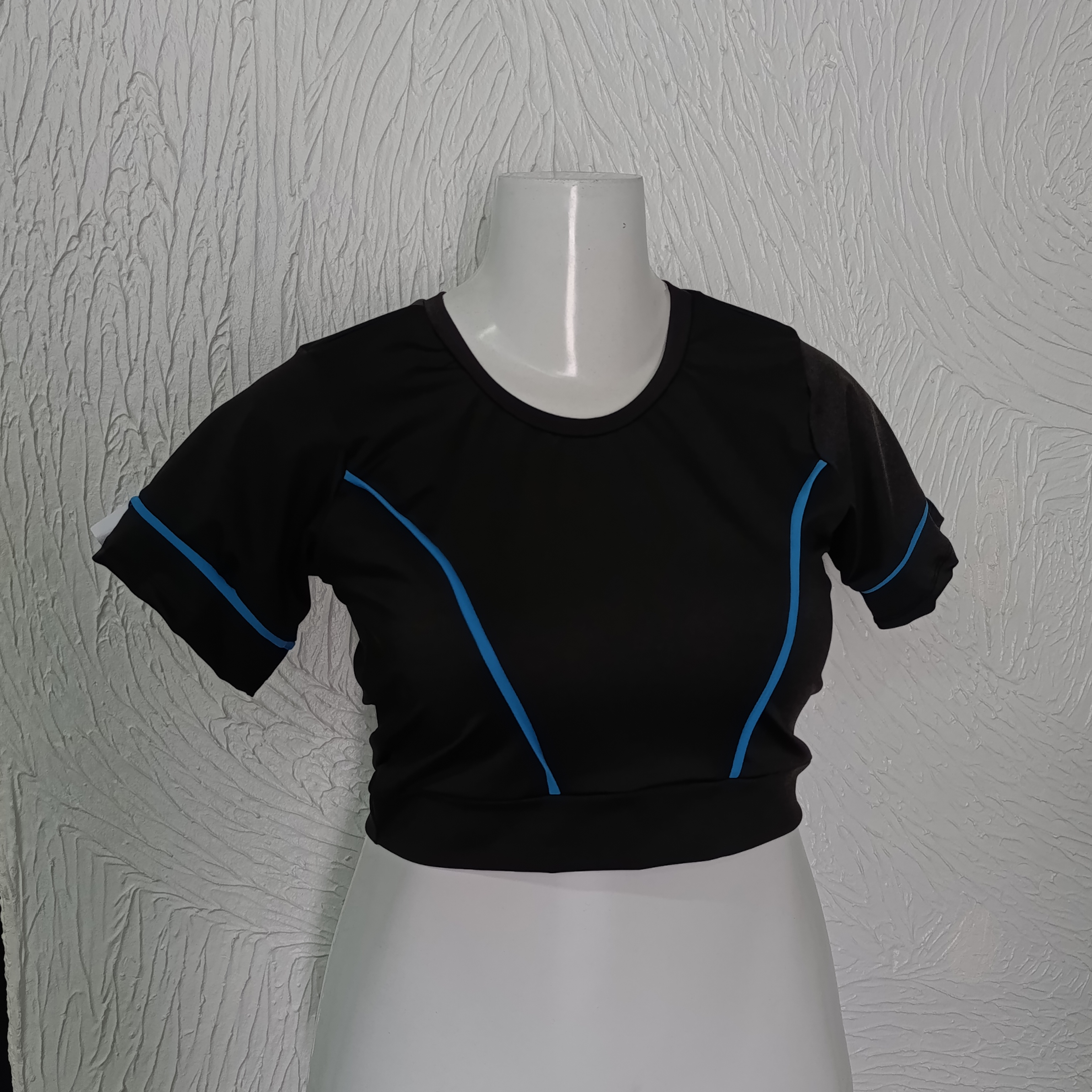 Cropped G3 Preto com viés AZUL