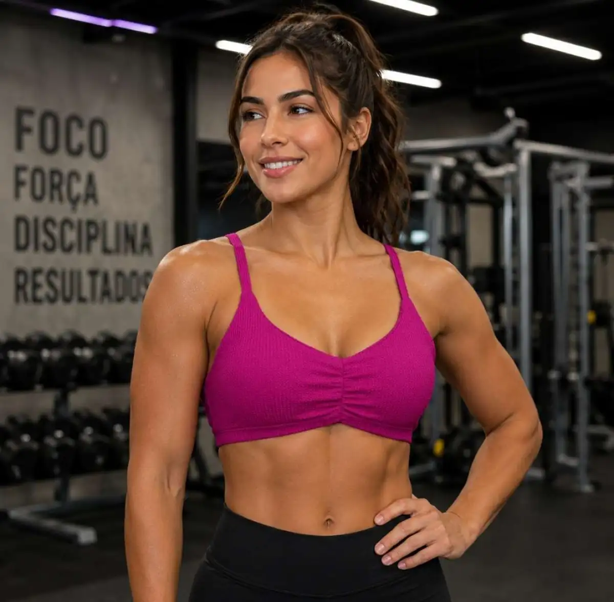 Top G em Jacquard texturizado. Cor PINK