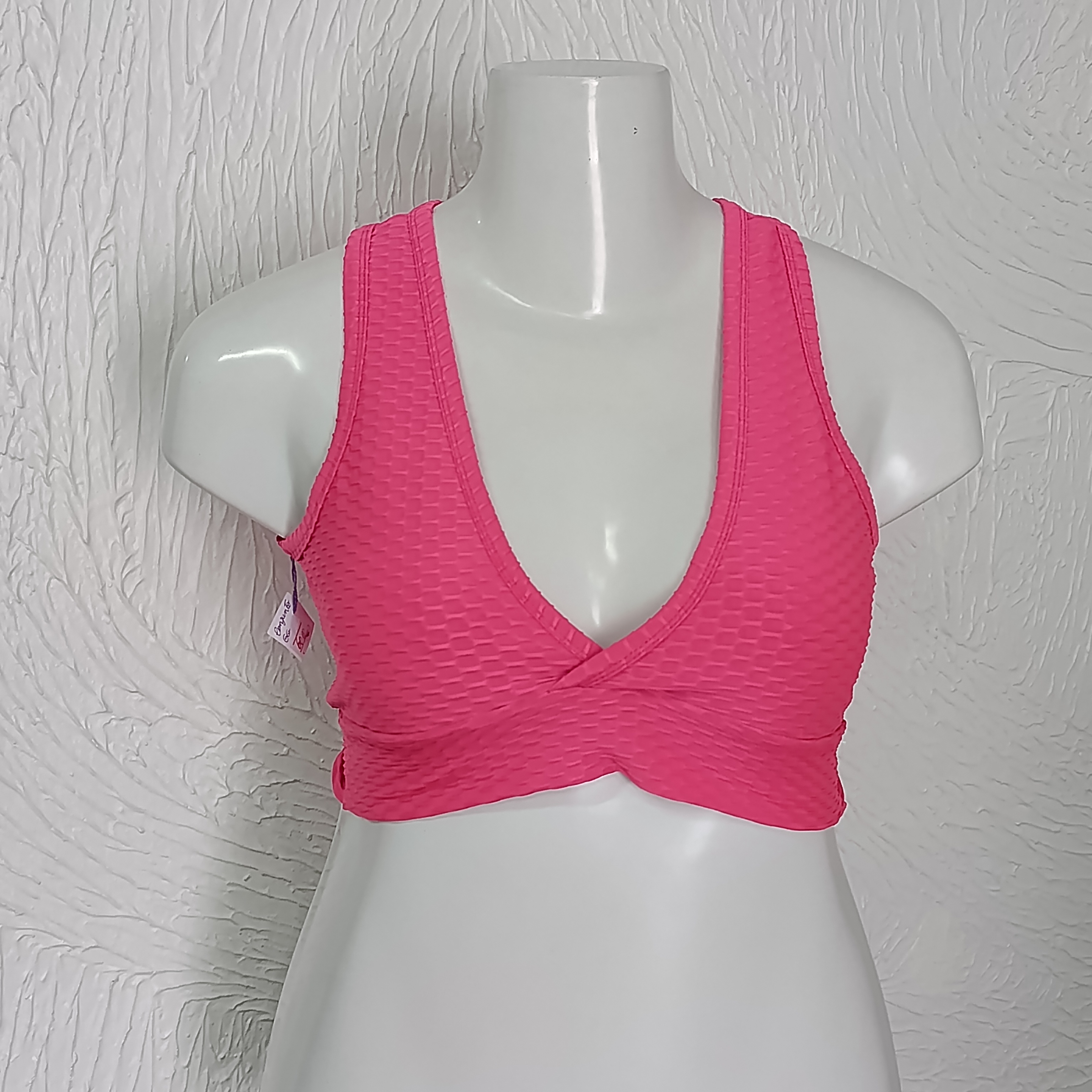 Top GG Jacquard texturizado. Alta compressão. Cor Rosa