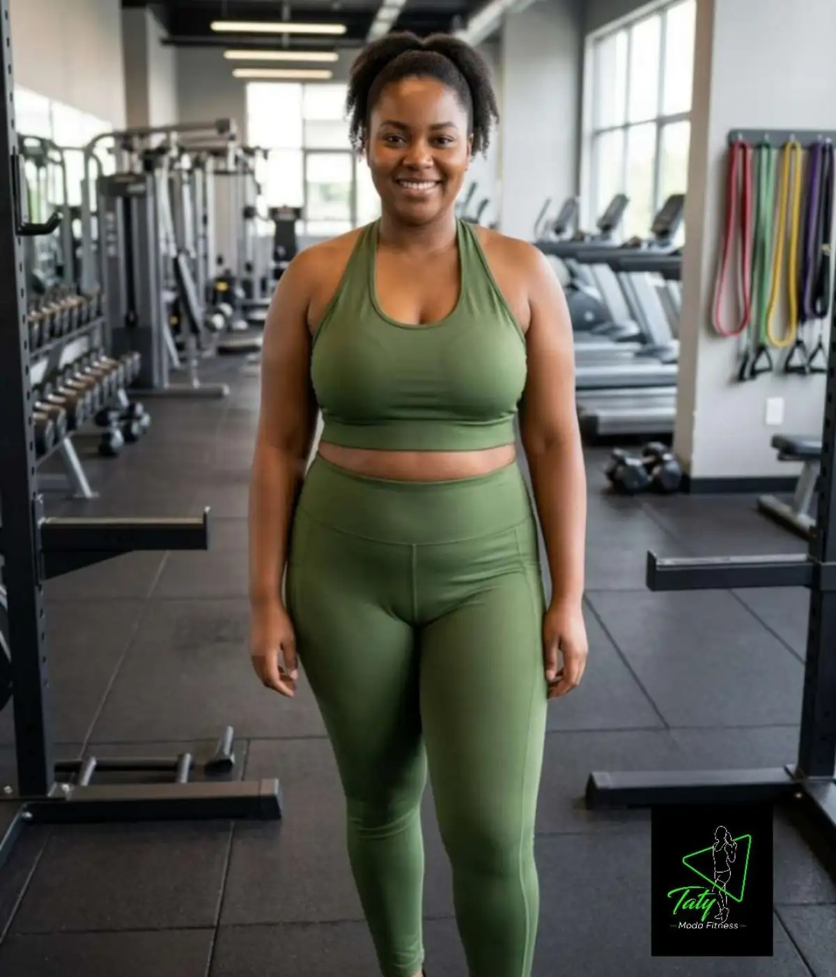 Conjunto de legging GG G2 com bojo. Calça forrada. com bolsos. Cor: verde Oliva