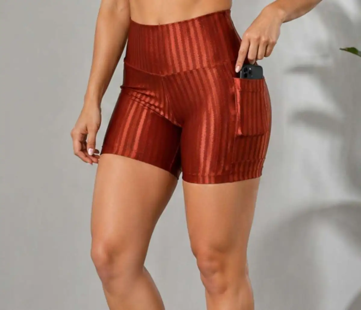 Short G. 3D. Com BOLSOS. Cor: TELHA