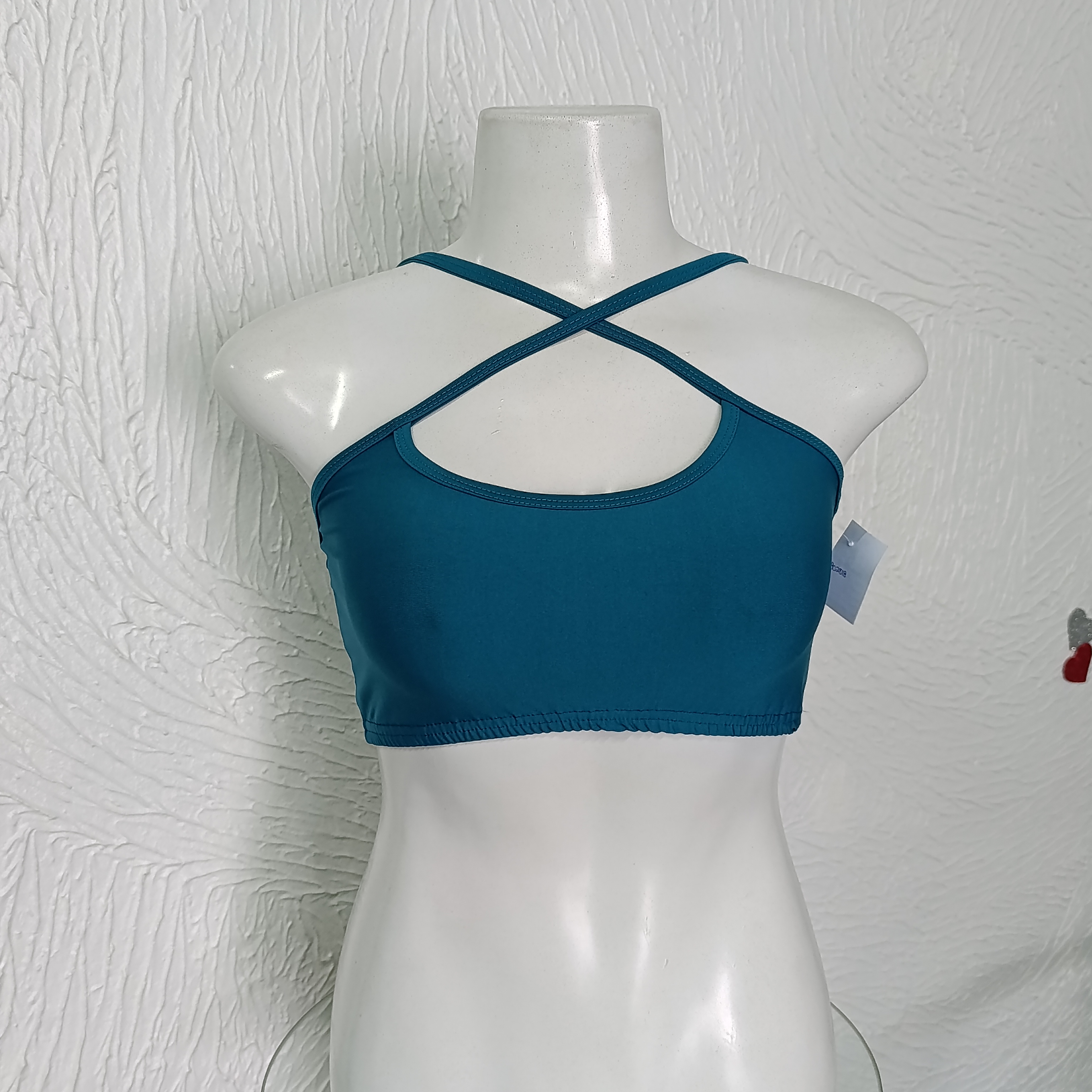 Top G. Sem bojo. Mily. Cor azul petróleo