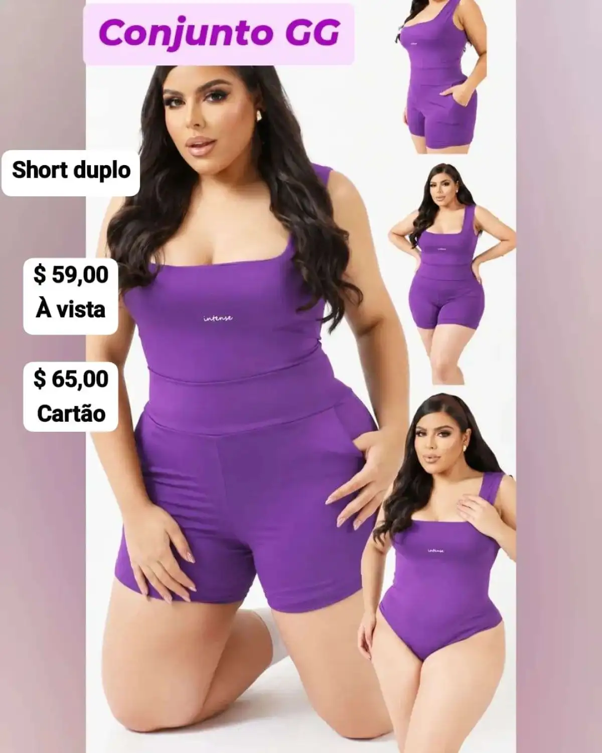 Conjunto de short GG Duplo + Body Cor Fuscia