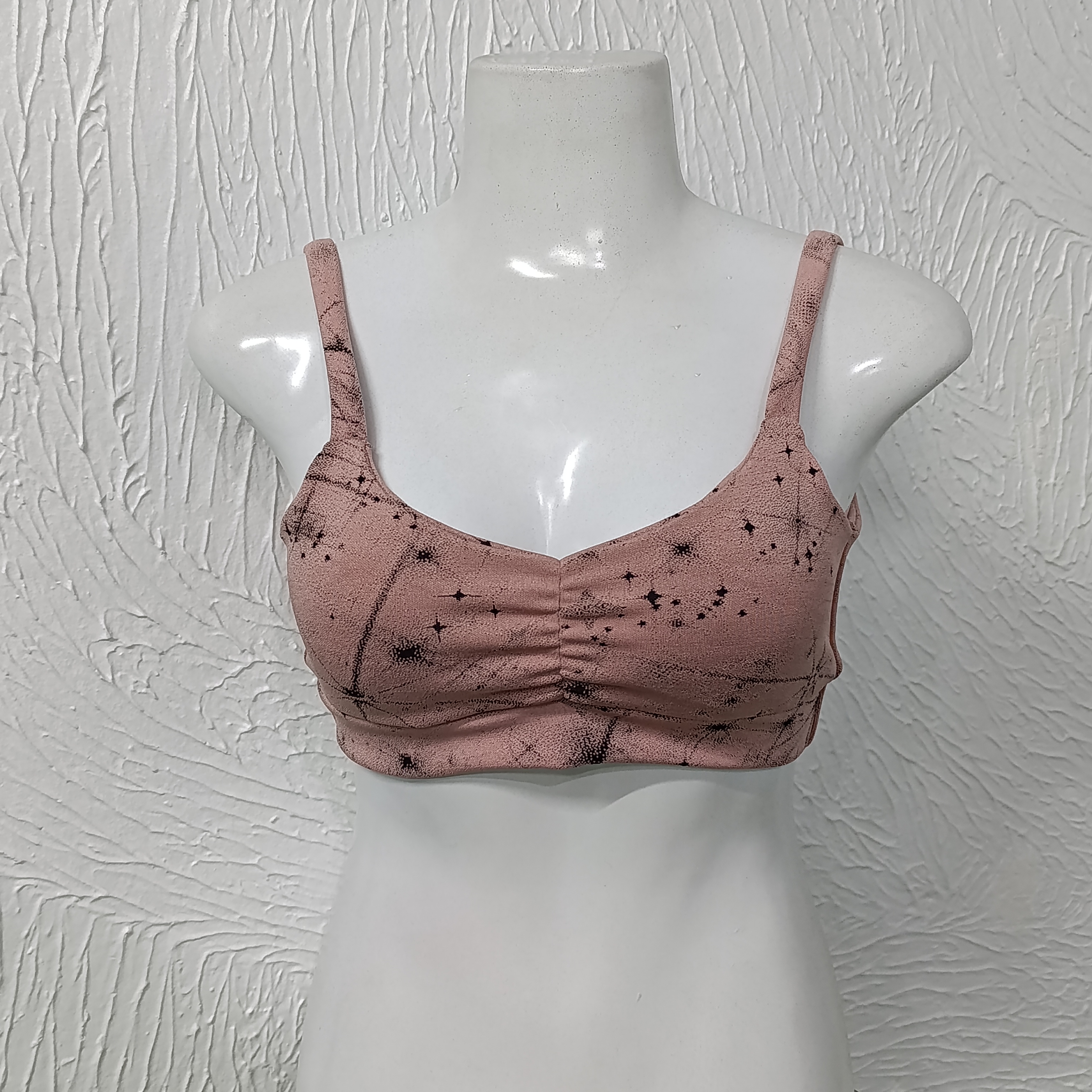 Top G com bojo. Jacquard. Cor Rosê com preto