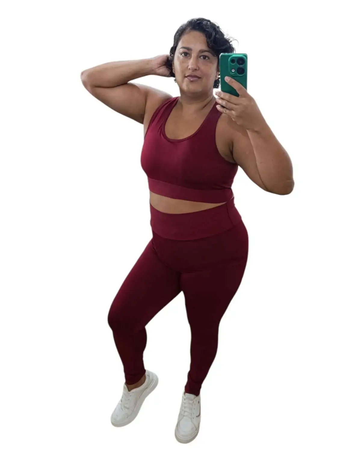 Conjunto de Legging GG G2 forrado+ top com bojo. Cor: Vinho