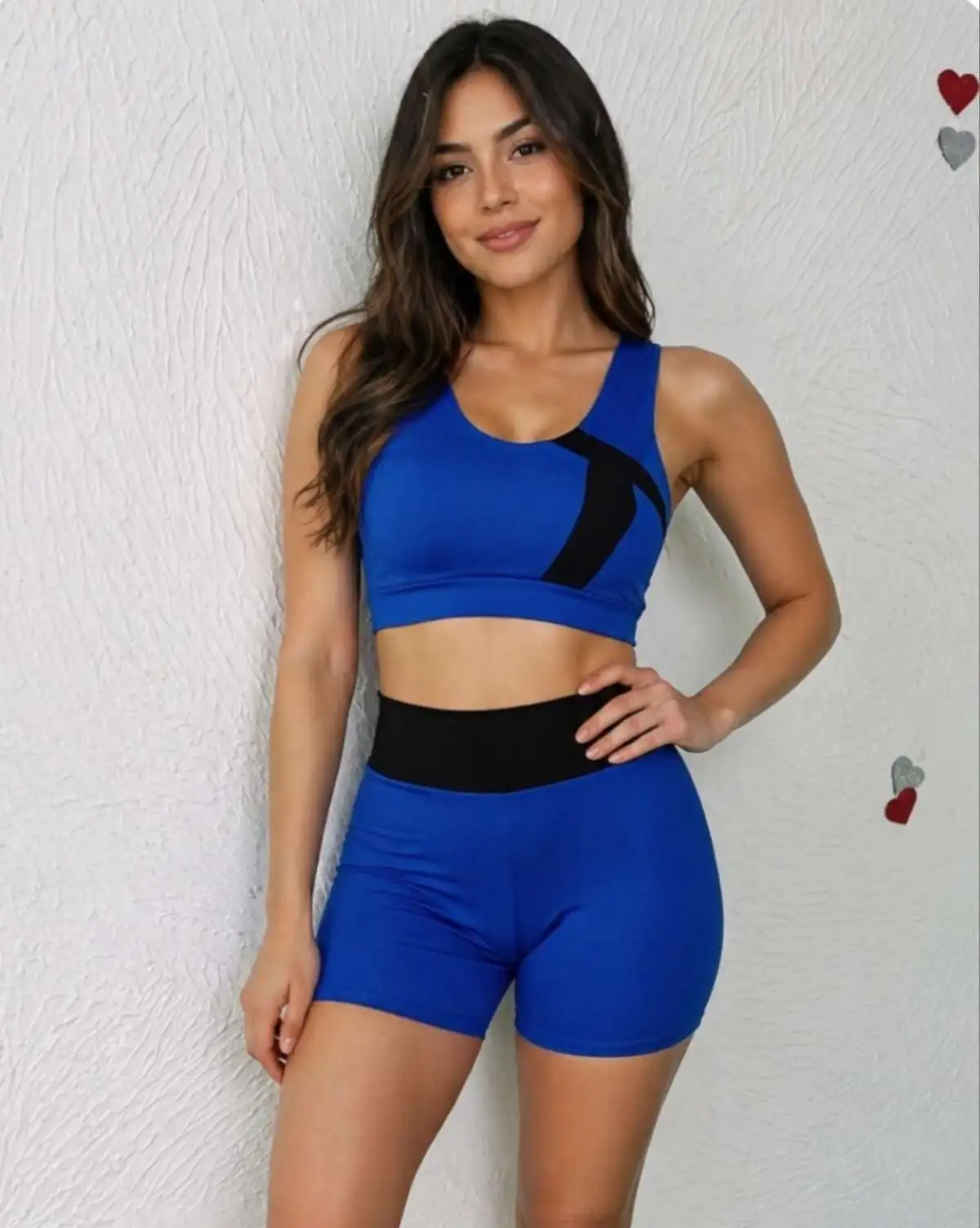 Conjunto de Short G. Azul Royal com detalhes PRETO