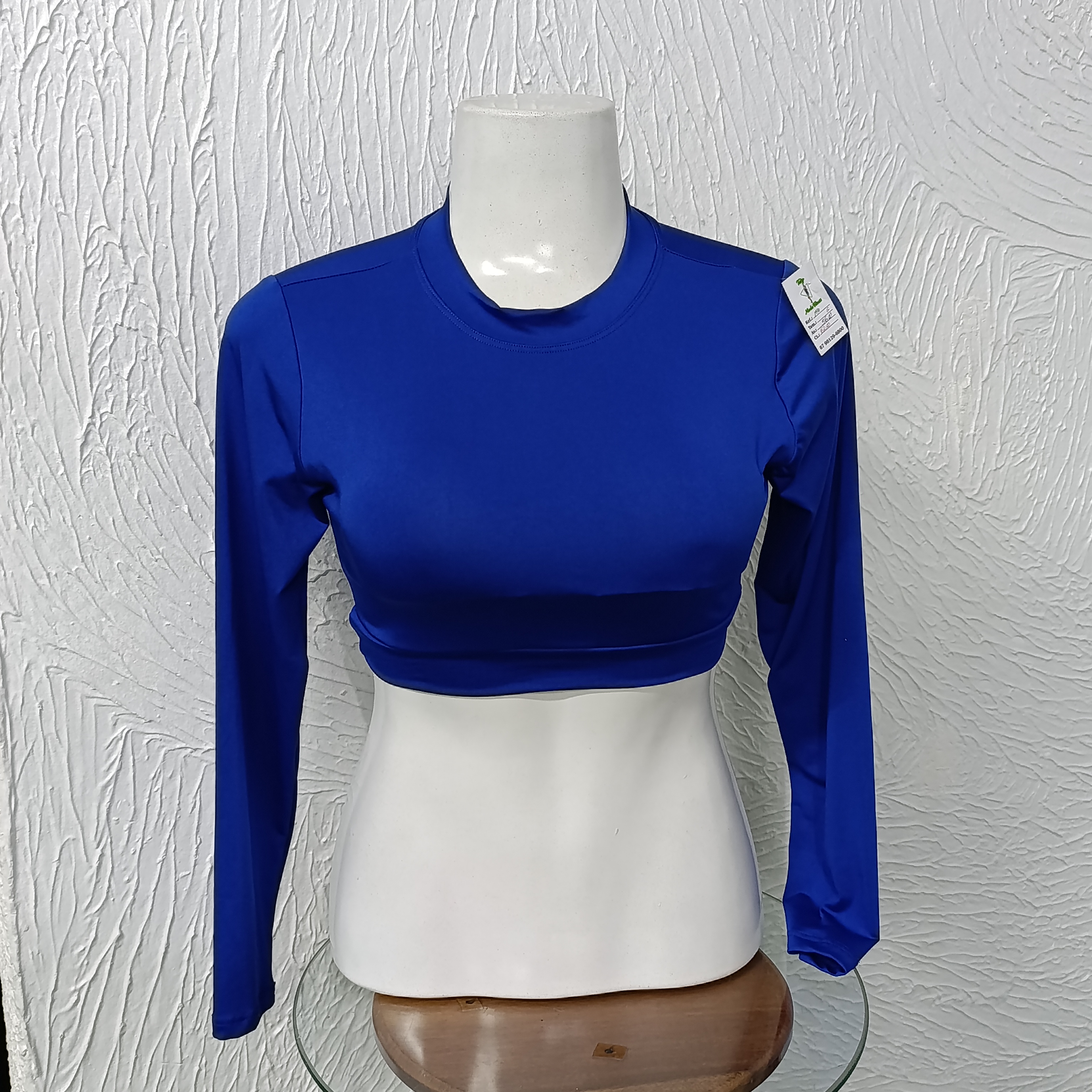 Cropped G manga longa. Cor Azul Royal