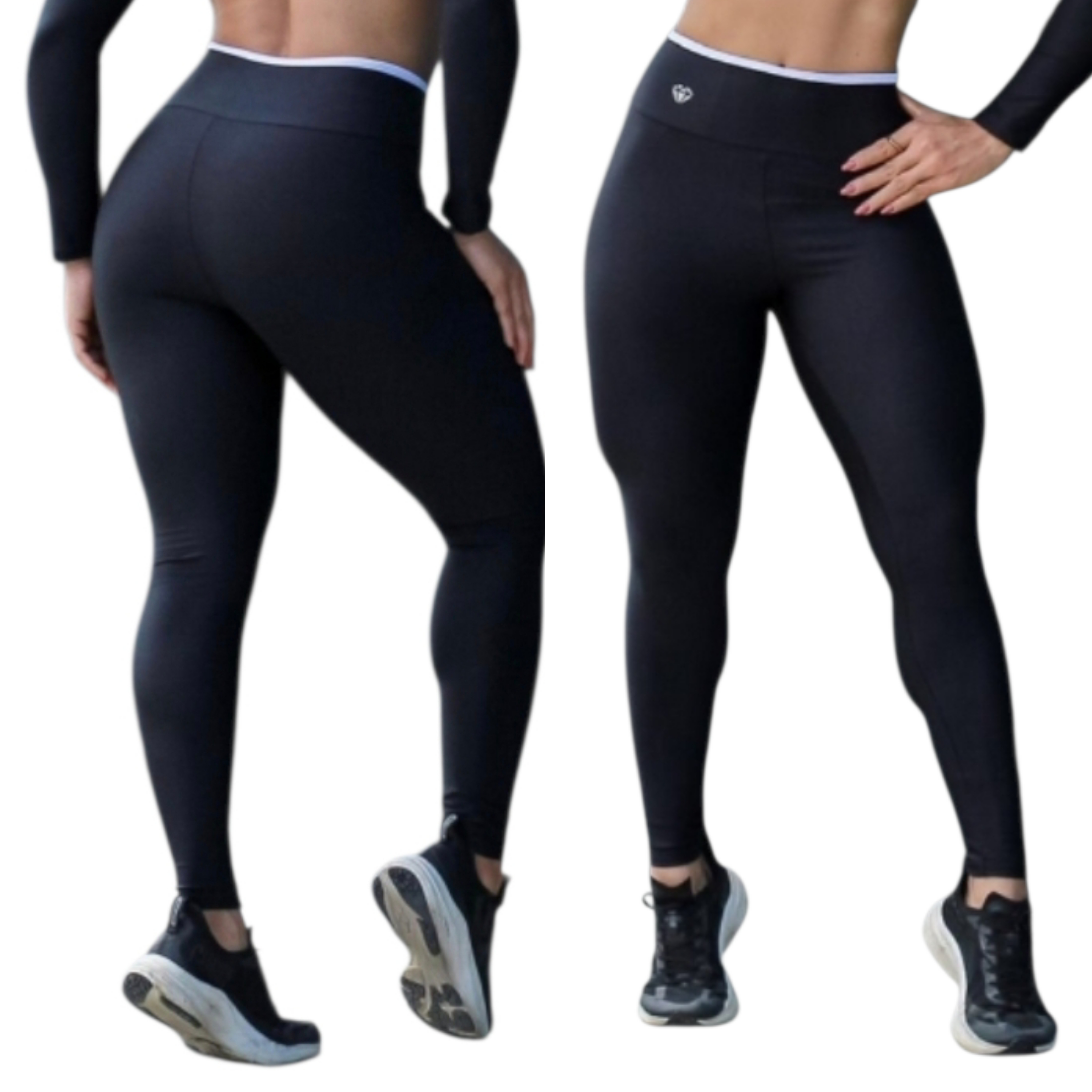 Legging M veste 40.44 Cor PRETA cós BRANCO