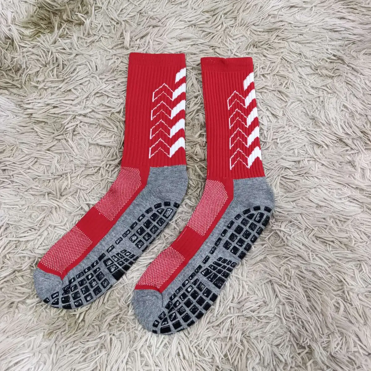 Meia Antiaderente. Cor: Vermelha/Branco 01